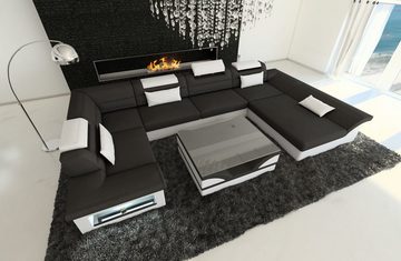 Sofa Dreams Wohnlandschaft Polster Stoff Sofa Couch Enzo U Form Stoffsofa, mit LED, wahlweise mit Bettfunktion als Schlafsofa, Designersofa