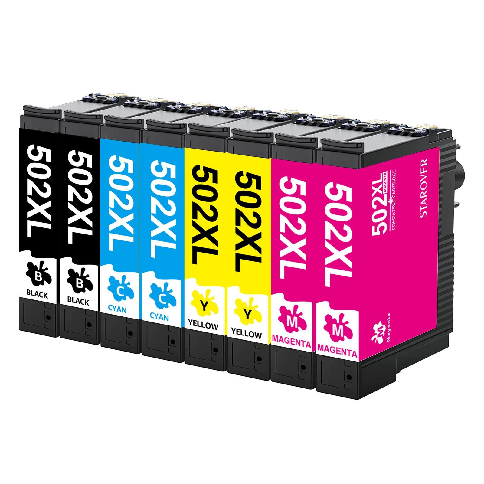 STAROVER 8PK 502XL für Epson Expression Home XP-5100 WF-2865DWF Tintenpatrone (4er-Pack)