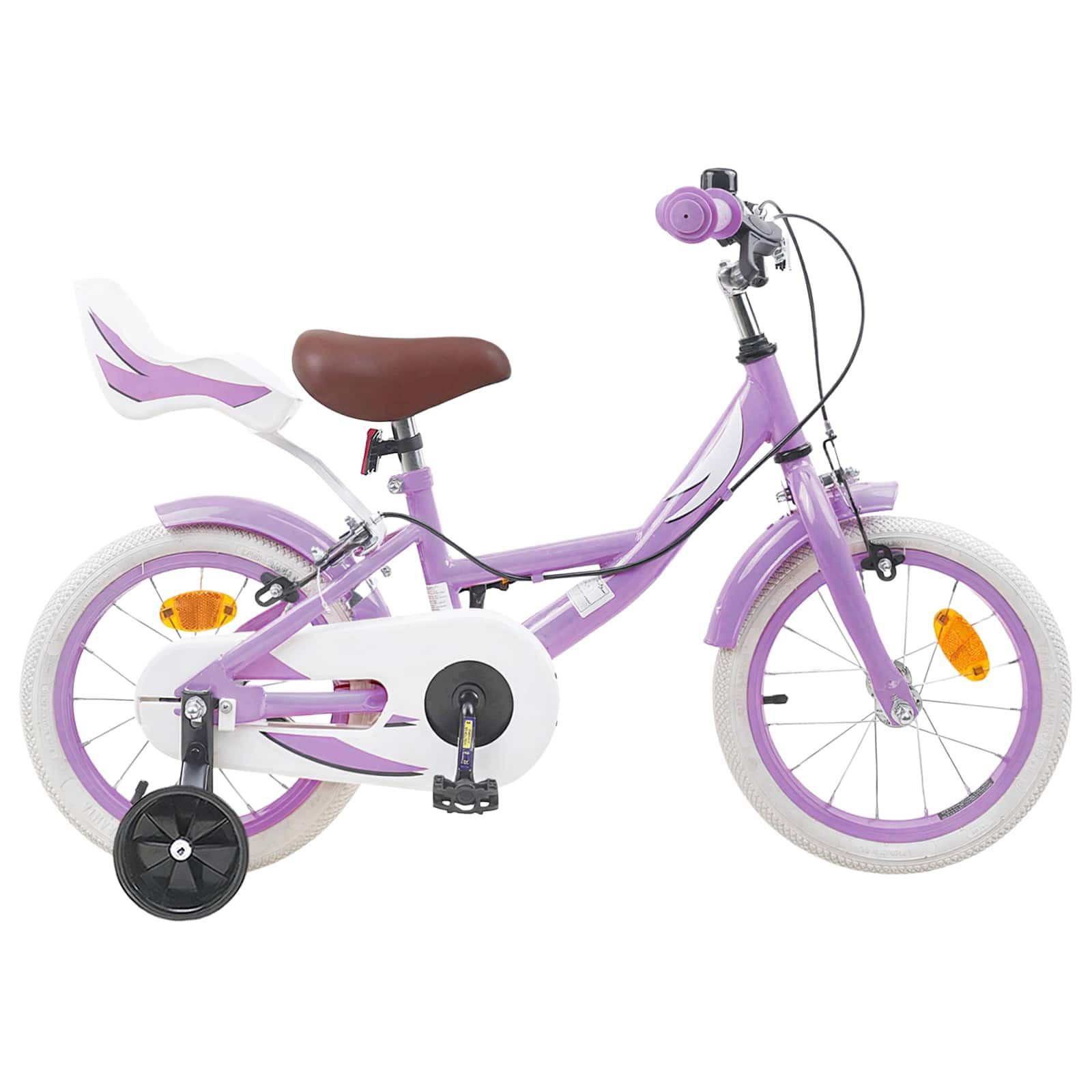 vidaXL Kinderfahrrad 90 x 49 x 67,5 cm Kinderfahrrad 12 Zoll für 2-4 Jahre alt Lila Stützrä