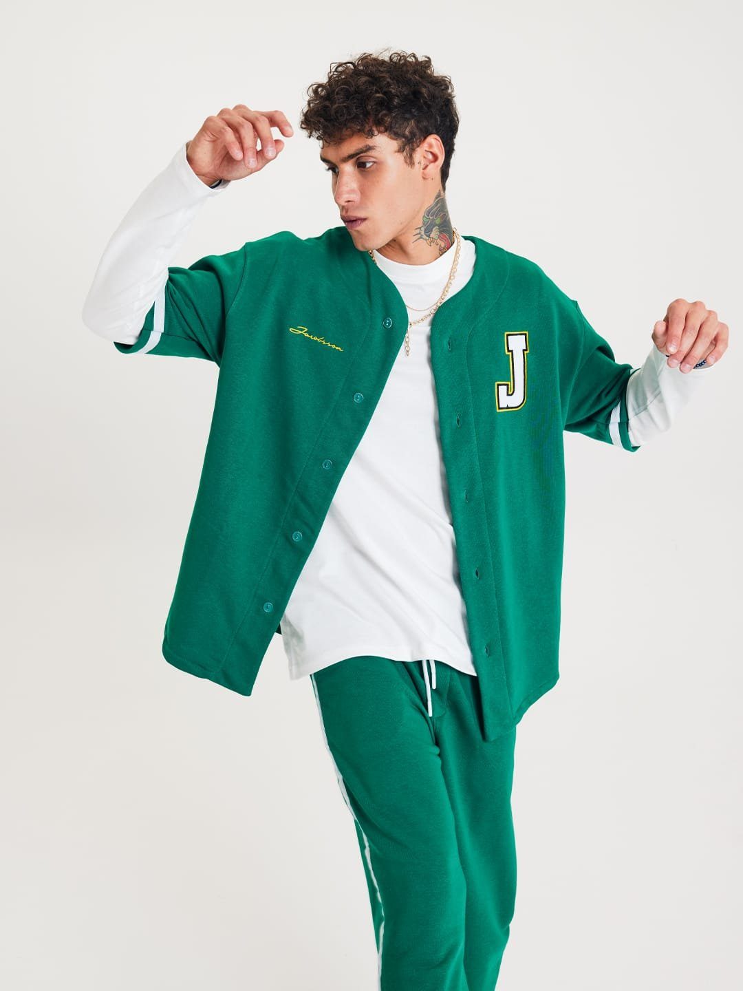 OSSY HOMER Freizeitanzug Set Baseball Hemd Hose Jogginganzug Sportanzug Oversize