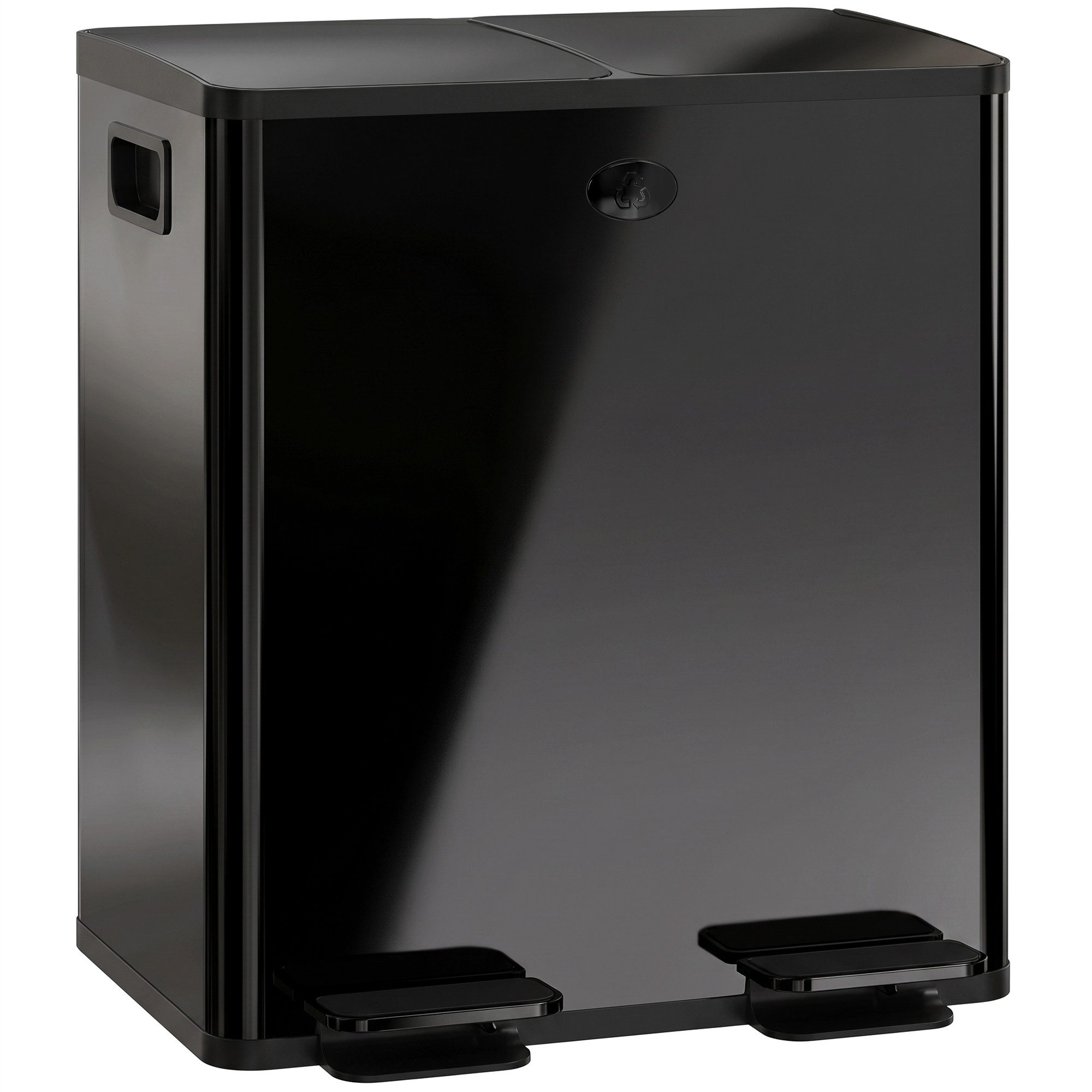 HOMCOM Mülltrennsystem Mülleimer 20L Abfalleimer aus Edelstahl mit Softclose Deckel, für Wohnung, Schwarz