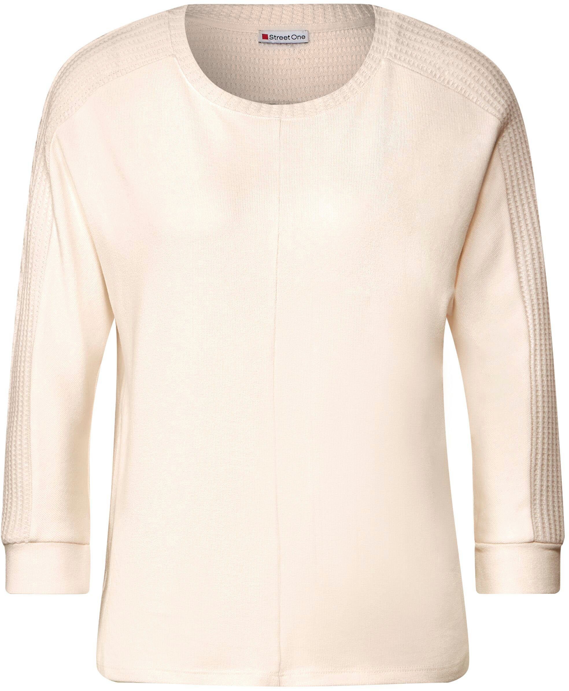 ONE mit Strukturstrick STREET white lucid 3/4-Arm-Shirt