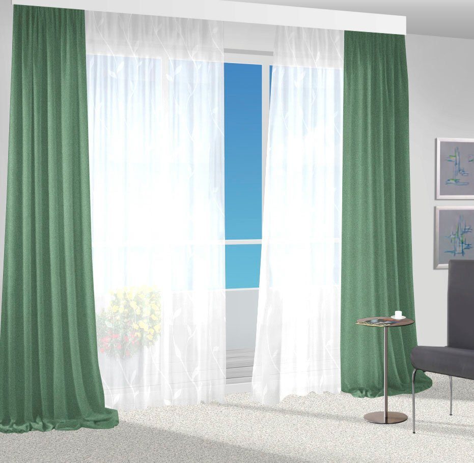 Vorhang Una, VHG, Kräuselband (2 St), blickdicht hellgrün | Gardinen-Sets