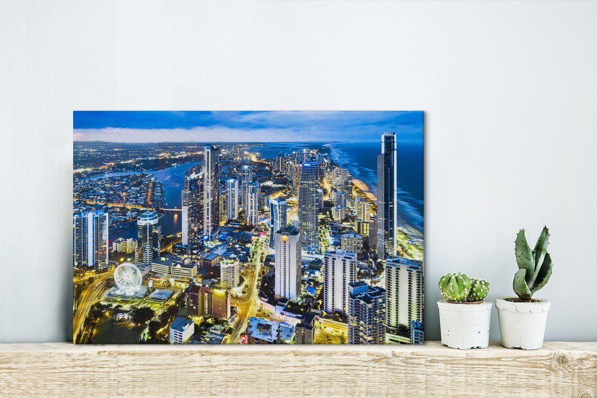 Abenddämmerung Australien, in 30x20 St), (1 cm Queensland, OneMillionCanvasses® Aufhängefertig, in Leinwandbild Goldküste der Wanddeko, Die Leinwandbilder, Wandbild