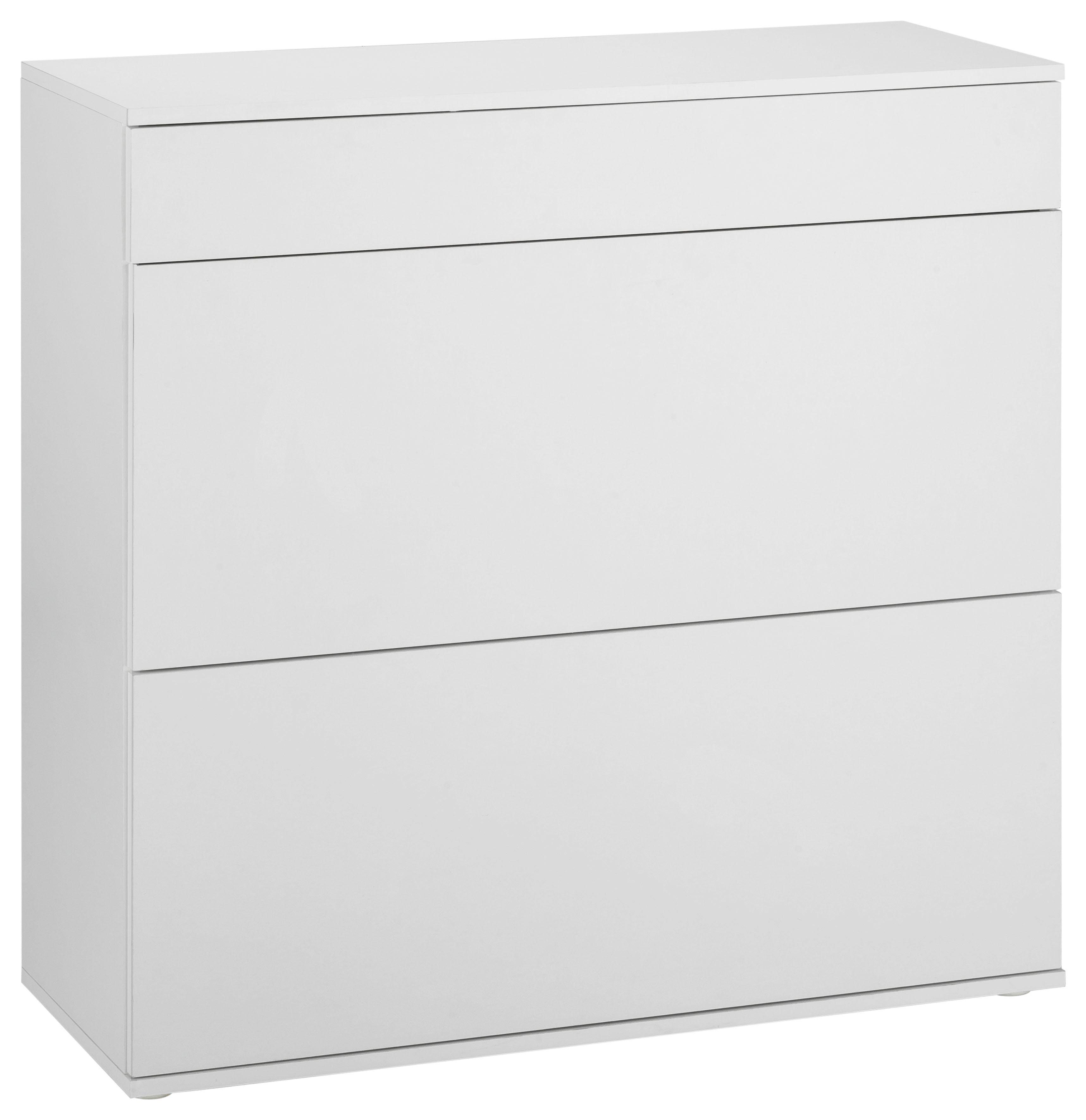 borchardt Möbel Schuhschrank Torben, Schuhregal mit 4 Fächern für ca. 16 Paar Schuhe, Breite 89 cm Push-to-open-Funktion, Schubkasten, 2 Klappen, 2 verstellbare Böden