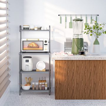 COSTWAY Küchenregal, mit verstellbaren Regalböden, Metall, 60x34,5x136cm