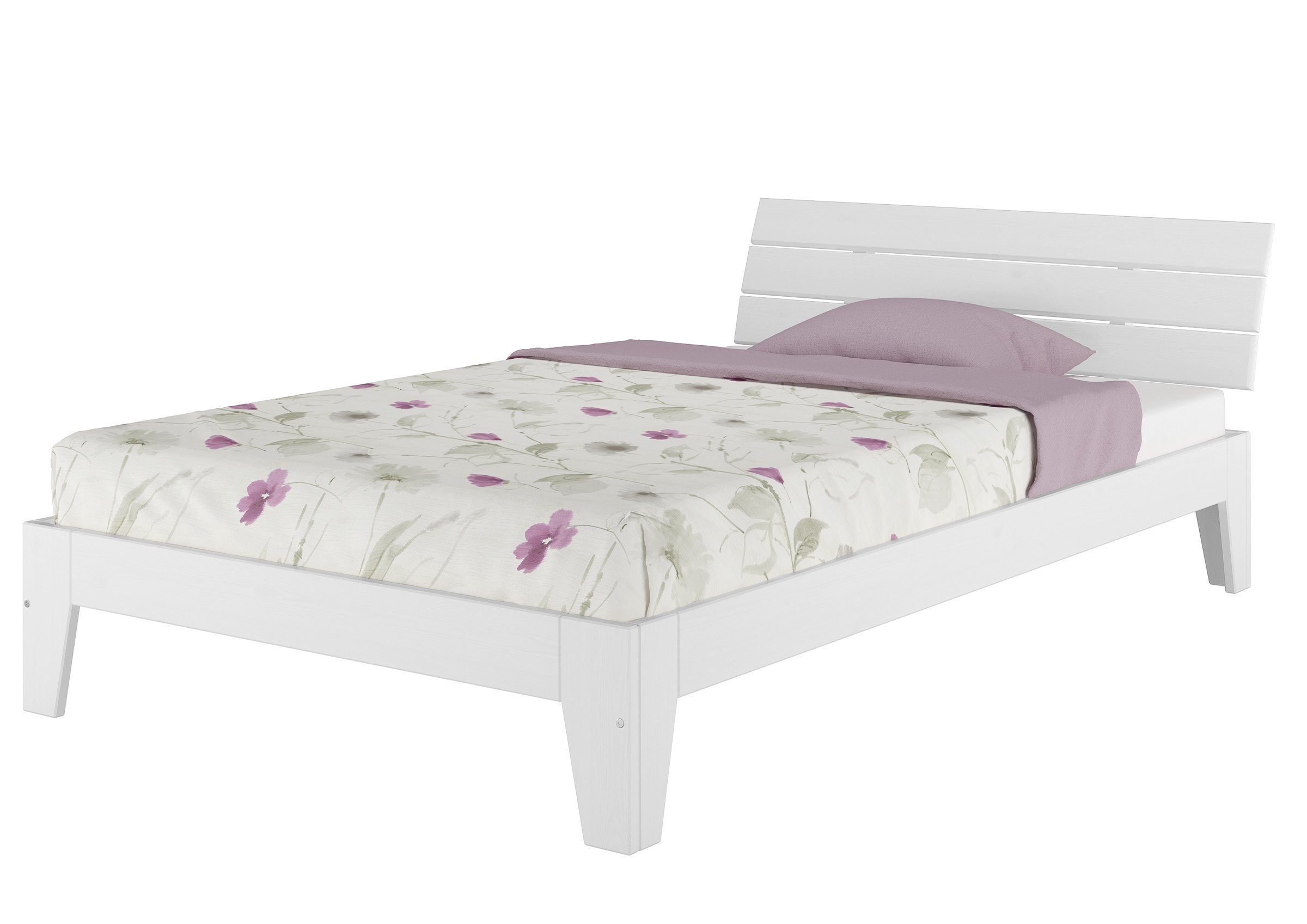 ERST-HOLZ Bett Einzelbett breit überlang 120x220 Massivholz Kiefer weiß Sondergröße, Kieferwaschweiß | Bettgestelle