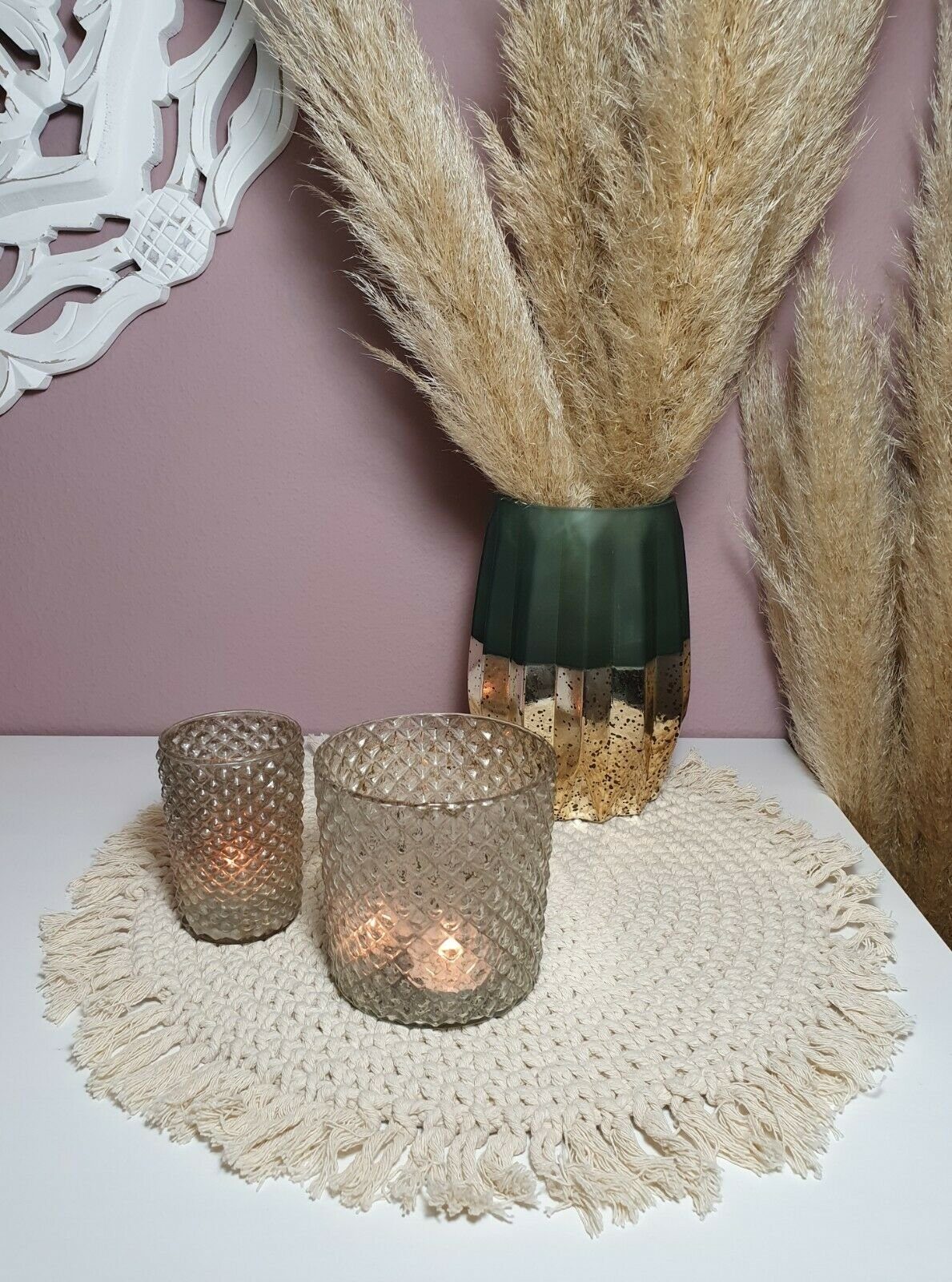 Meinposten Platzset Tischset Makramee Platzset Tischdeko rund boho Deko cre günstig online kaufen