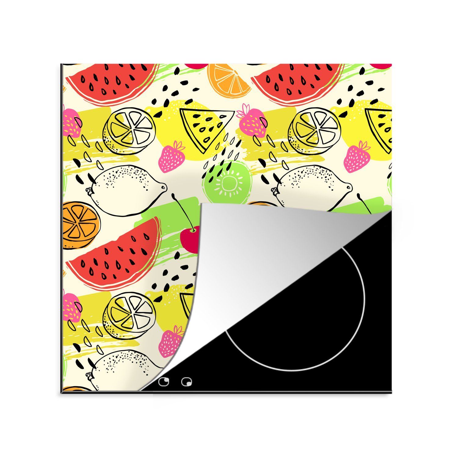 MuchoWow Herdblende-/Abdeckplatte Wassermelone - Obst - Muster, Vinyl, (1 tlg), 78x78 cm, Ceranfeldabdeckung, Arbeitsplatte für küche