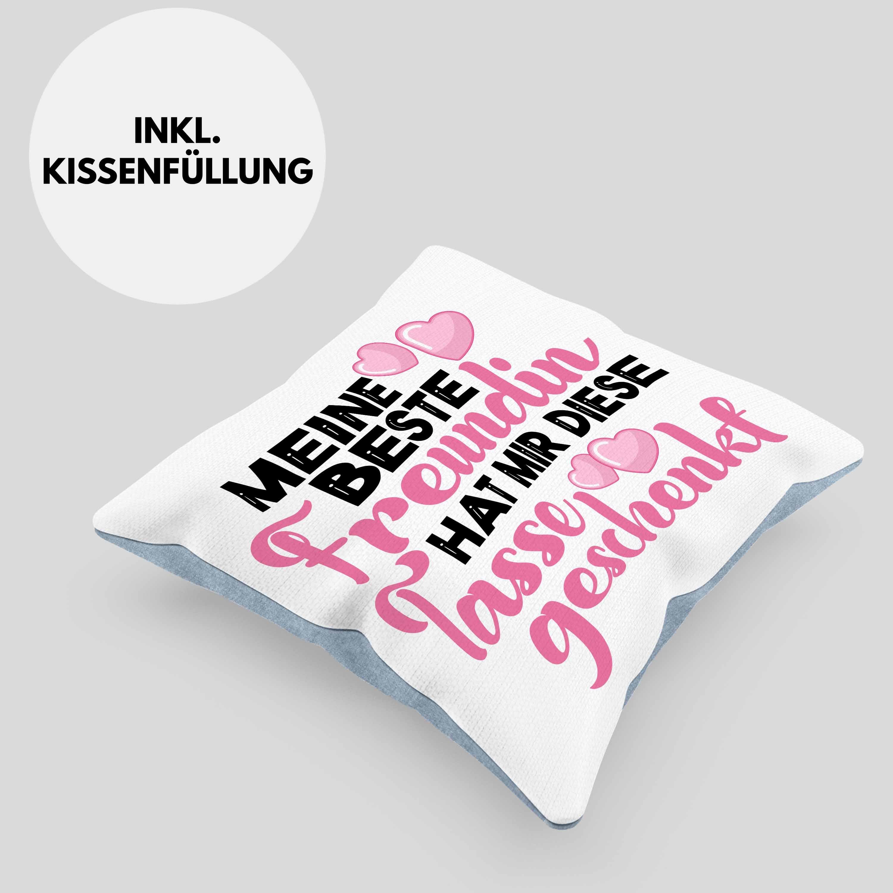 Trendation Dekokissen Freundinnen Geschenk Dekokissen Becher 40x40 Trendation Freundinnen Spruch - Kissen Geburtstag Unbiologische Blau Lustig Füllung Beste Schwester Beste Freundin mit