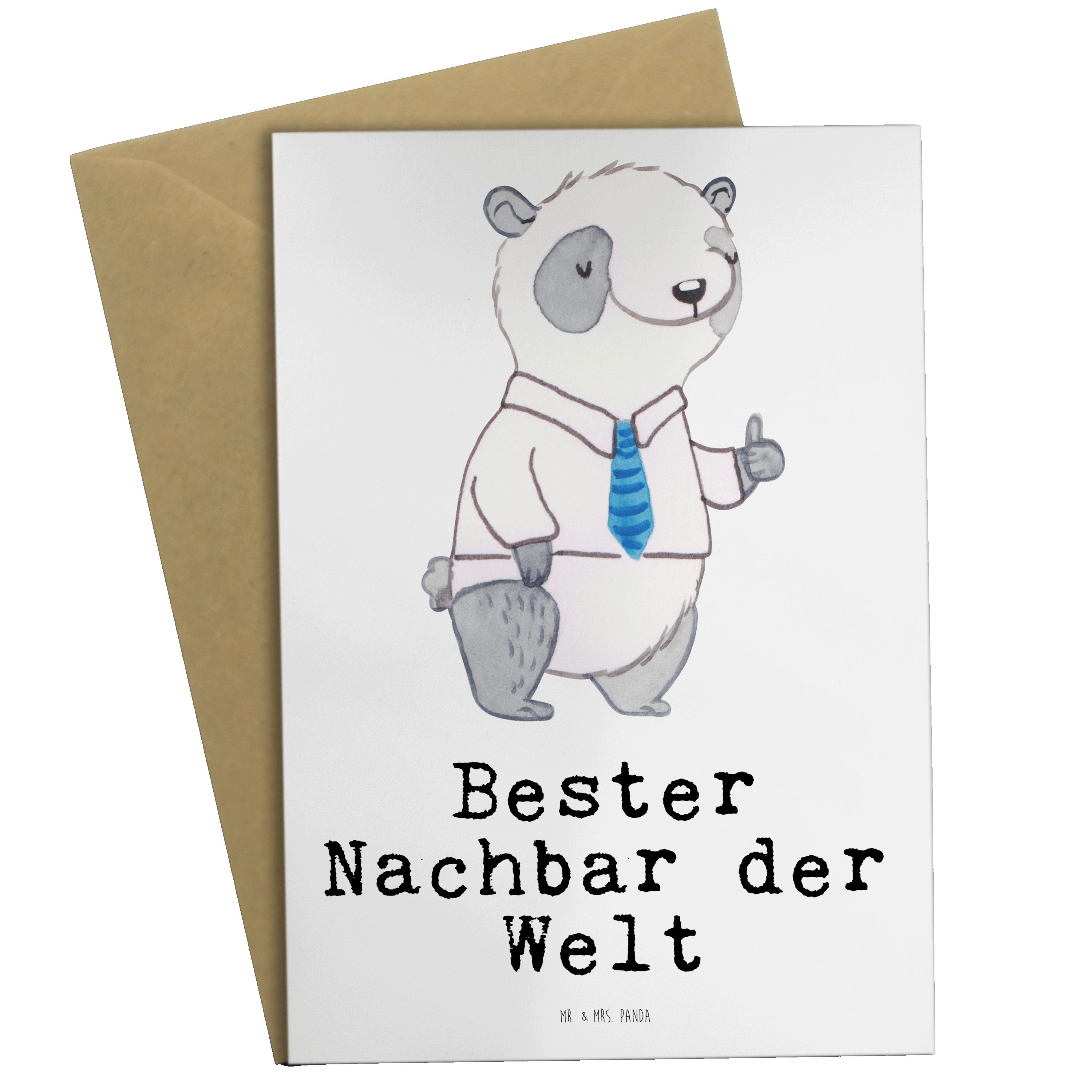 Mr. & Mrs. Panda Grußkarte Panda Bester Nachbar der Welt - Weiß - Geschenk, Freund, Geburtstagsg