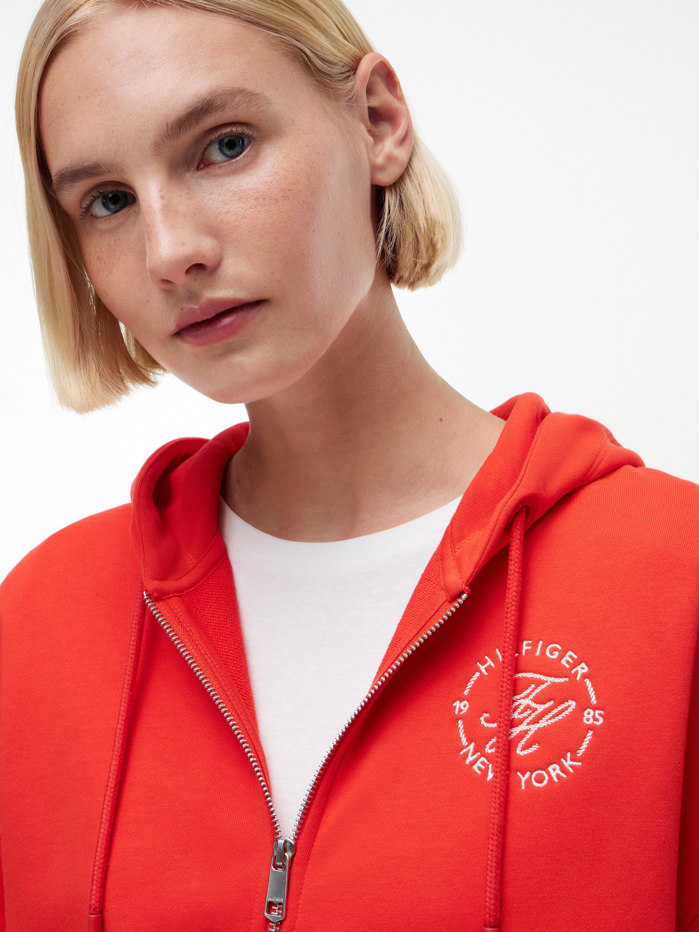 Tommy Hilfiger Kapuzensweatjacke TH ROUNDAL ZIP-UP HOODIE Baumwolle, Kapuze, Kängurutaschen