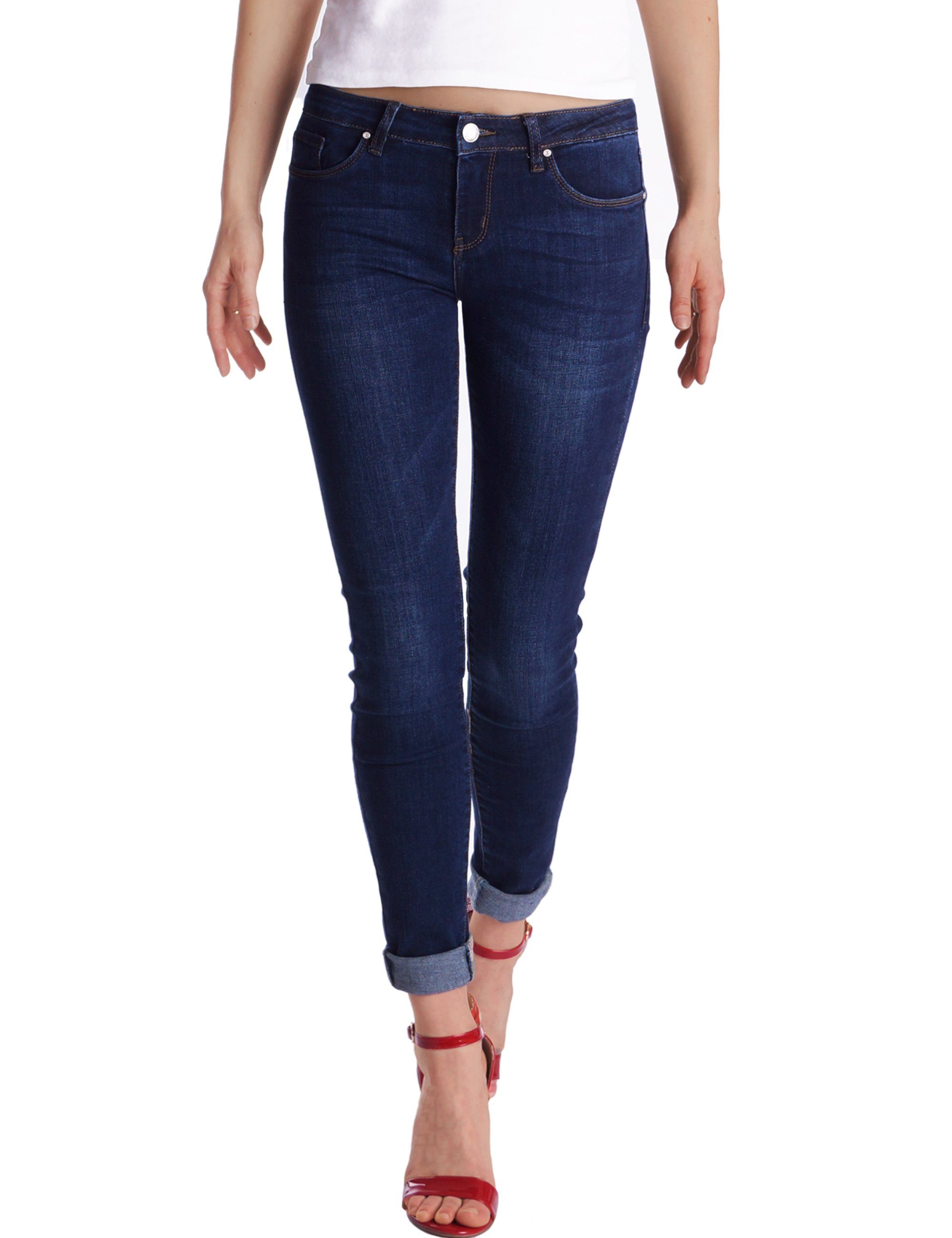 Fraternel Skinny-fit-Jeans Stretch, Dunkelblau 5-Pocket-Style