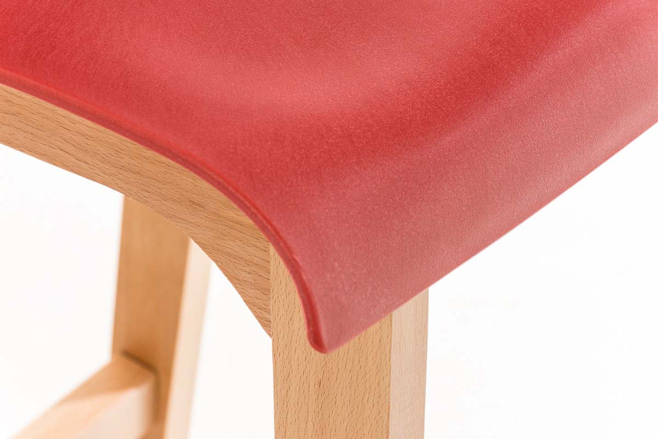 TPFLiving Barhocker Metall Tresenhocker), (mit & hellbraun - Rot Hoover Fußstütze Kunststoff für Sitzfläche: - Küche - Gestell Hocker Theke