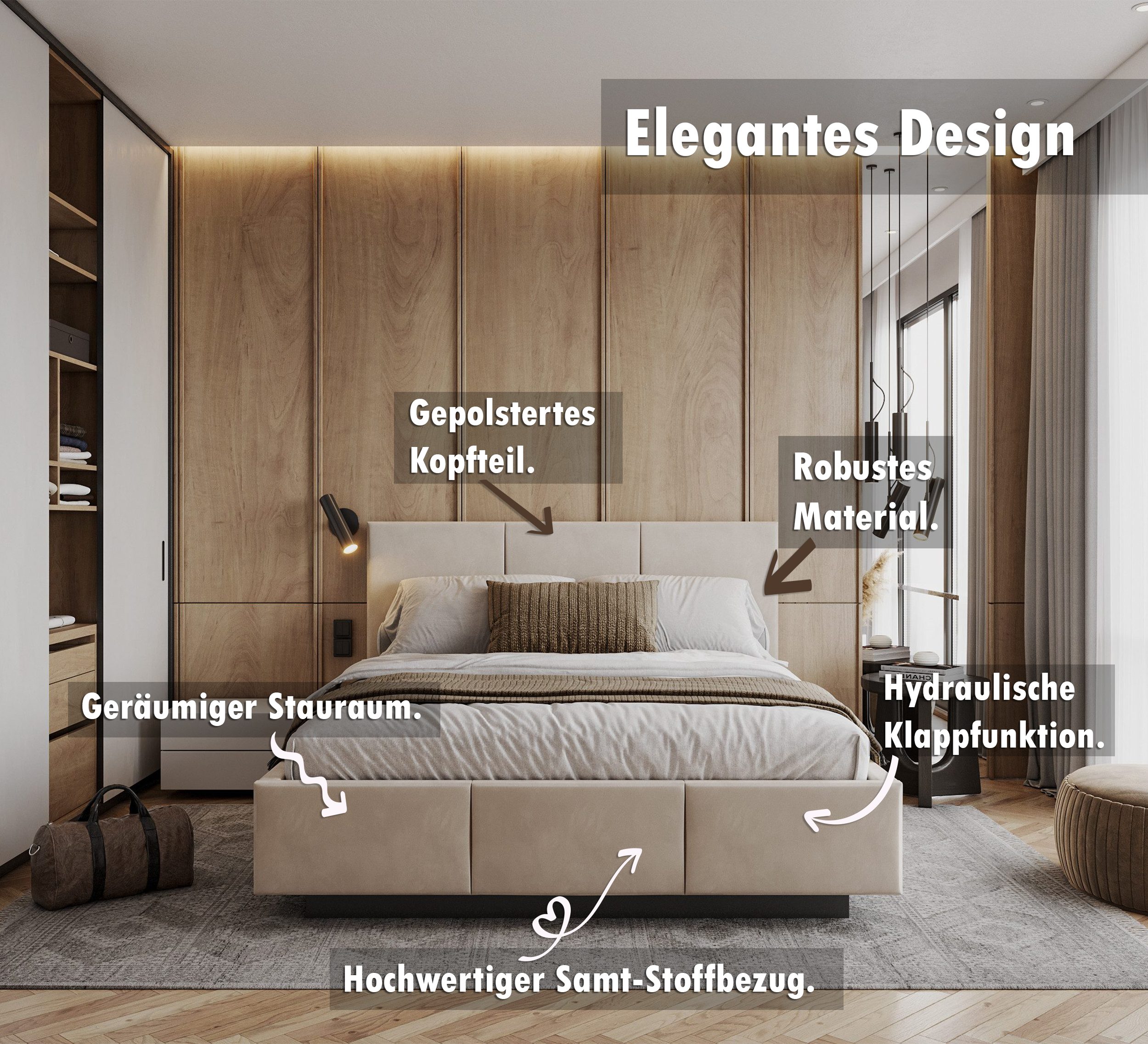 thematys Polsterbett Stauraumbett mit Bettkasten 90x200, 120x200, 140x200, günstig online kaufen