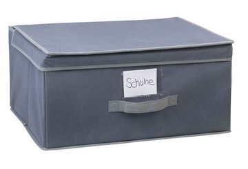 Aufbewahrungsbox ORDER, Grau, B 44 cm, T 33 cm, Polyester, (1 St), mit Griff, Deckel und einem Beschriftungsfenster