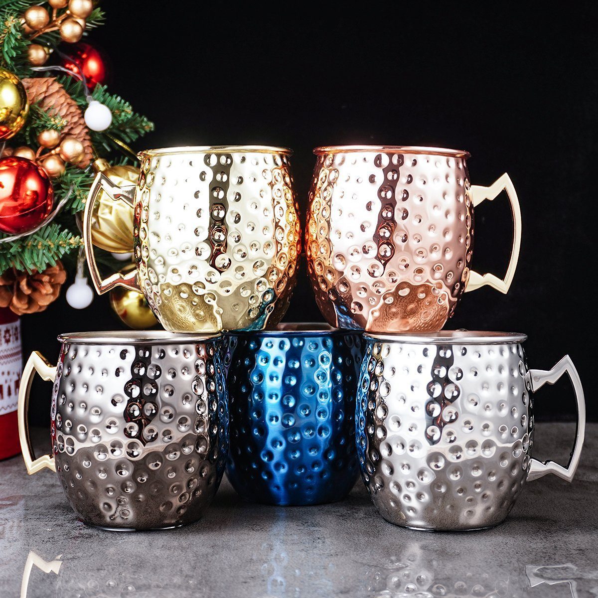 Faizee Möbel Tasse Cocktailglas Moscow Mule Becher Kupferbecher 500ml Fassungsvermögen, 1-tlg., Kupfer/Edelstahl