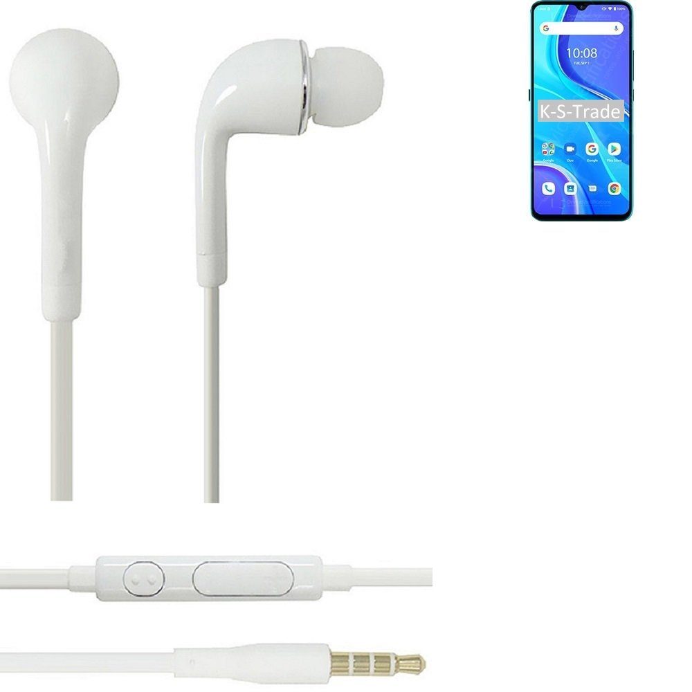 K-S-Trade für UMIDIGI A7s In-Ear-Kopfhörer (Kopfhörer Headset mit Mikrofon u Lautstärkeregler weiß 3,5mm)
