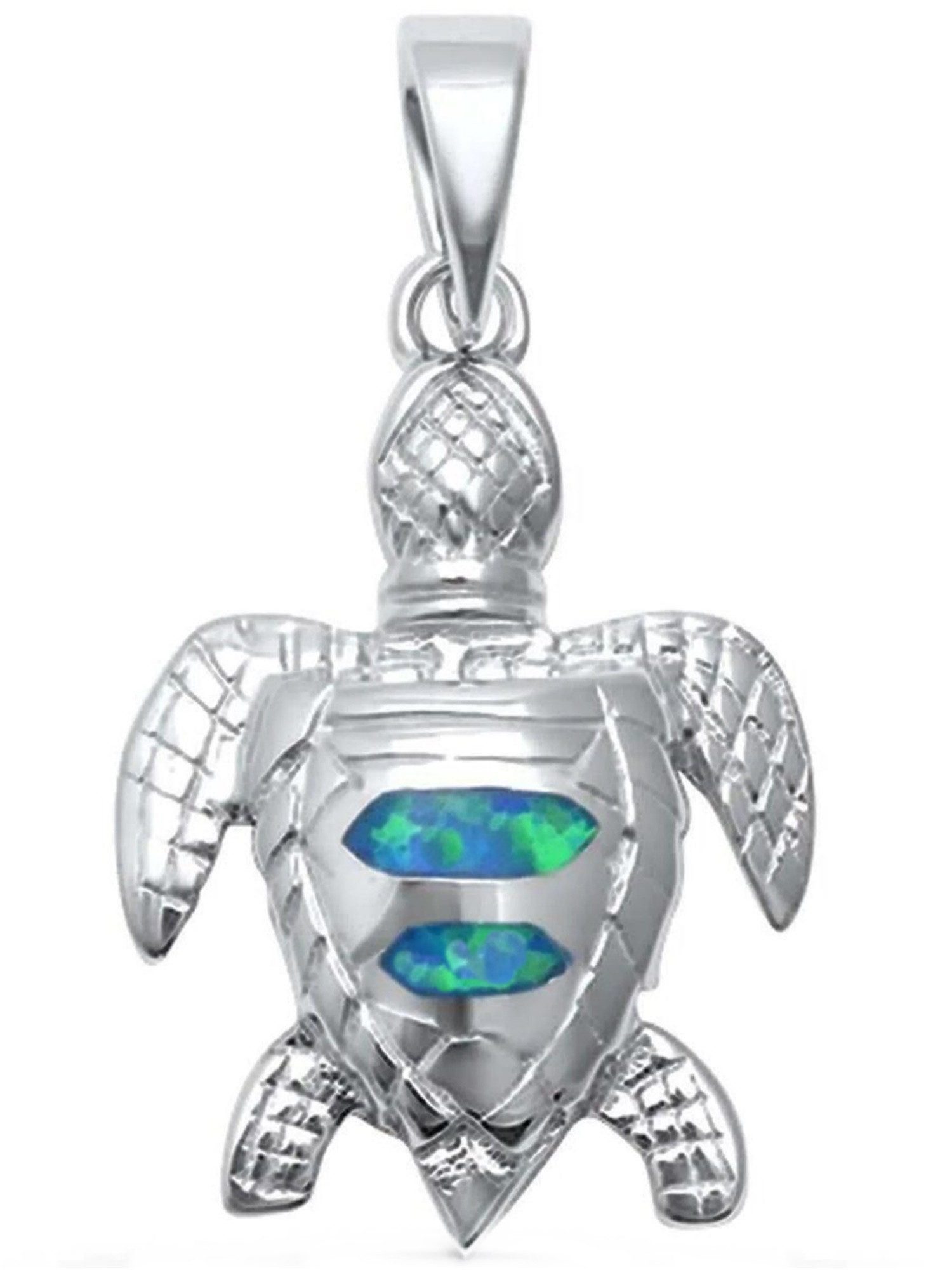 Kettenanhänger Meereszauber - Schildkröten-Anhänger mit synt. blauem Opal