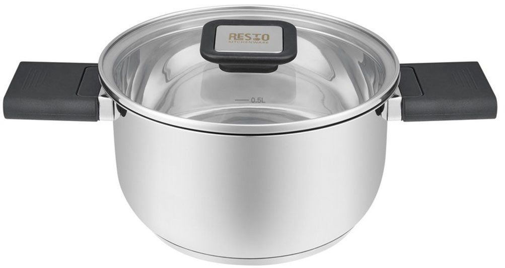RESTO Kitchenware Kochtopf Anser, energiesparend und spülmaschinenfest, im Geschenkkarton, Edelstahl 18/10 (2-tlg), Geeignet für alle Herdarten, auch Induktion, mit klappbaren Griffen
