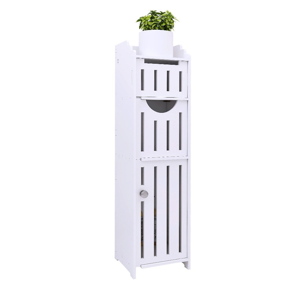 JEOBEST Badkommode Toilettenschrank, Badezimmerschrank, Platzsparend, (1-St, Badregal), Schmal mit Tür, 20x18x78 cm
