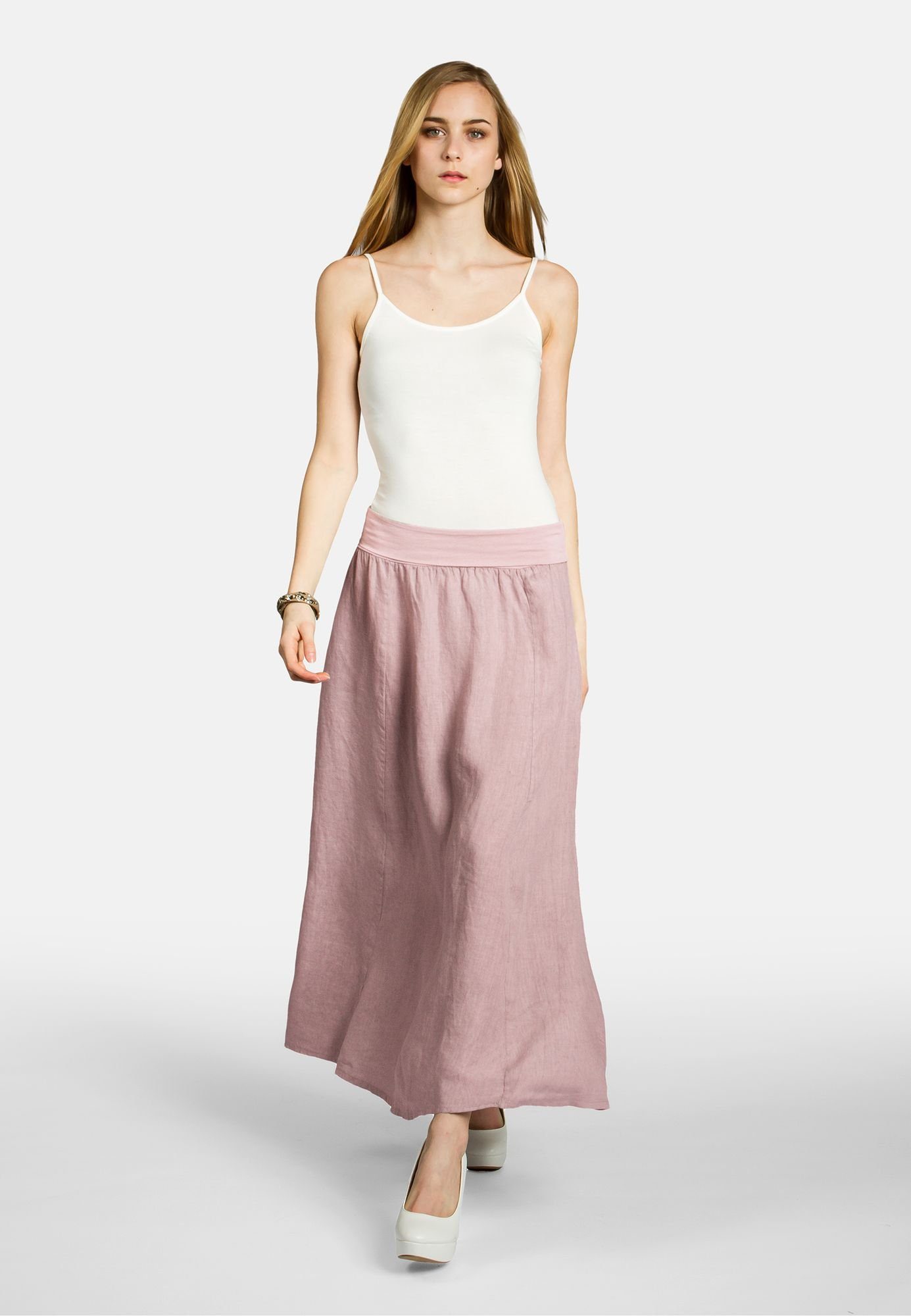 Caspar Faltenrock RO019 Damen langer Maxi günstig online kaufen