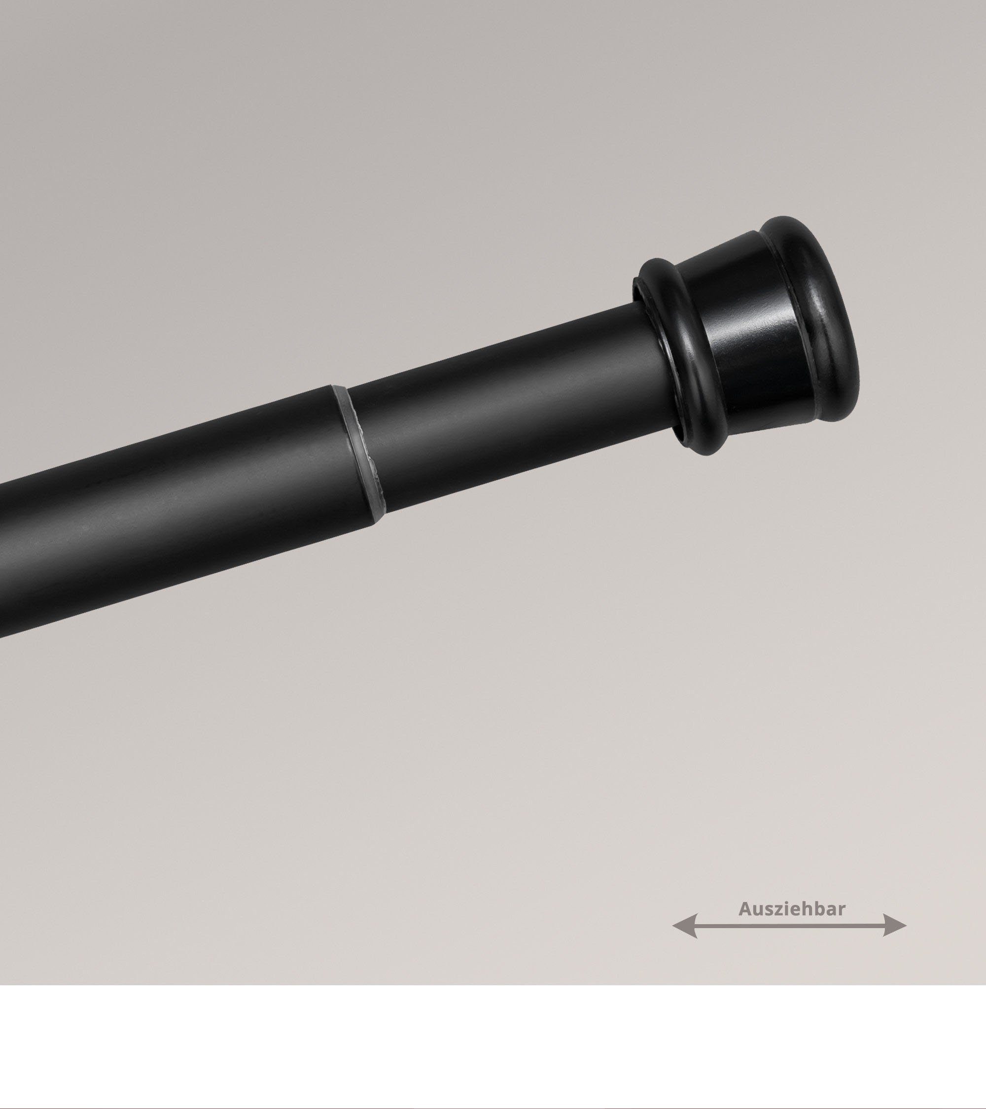 Gardinenstange Spannstange, LYSEL®, L 60-100 cm schwarz-matt