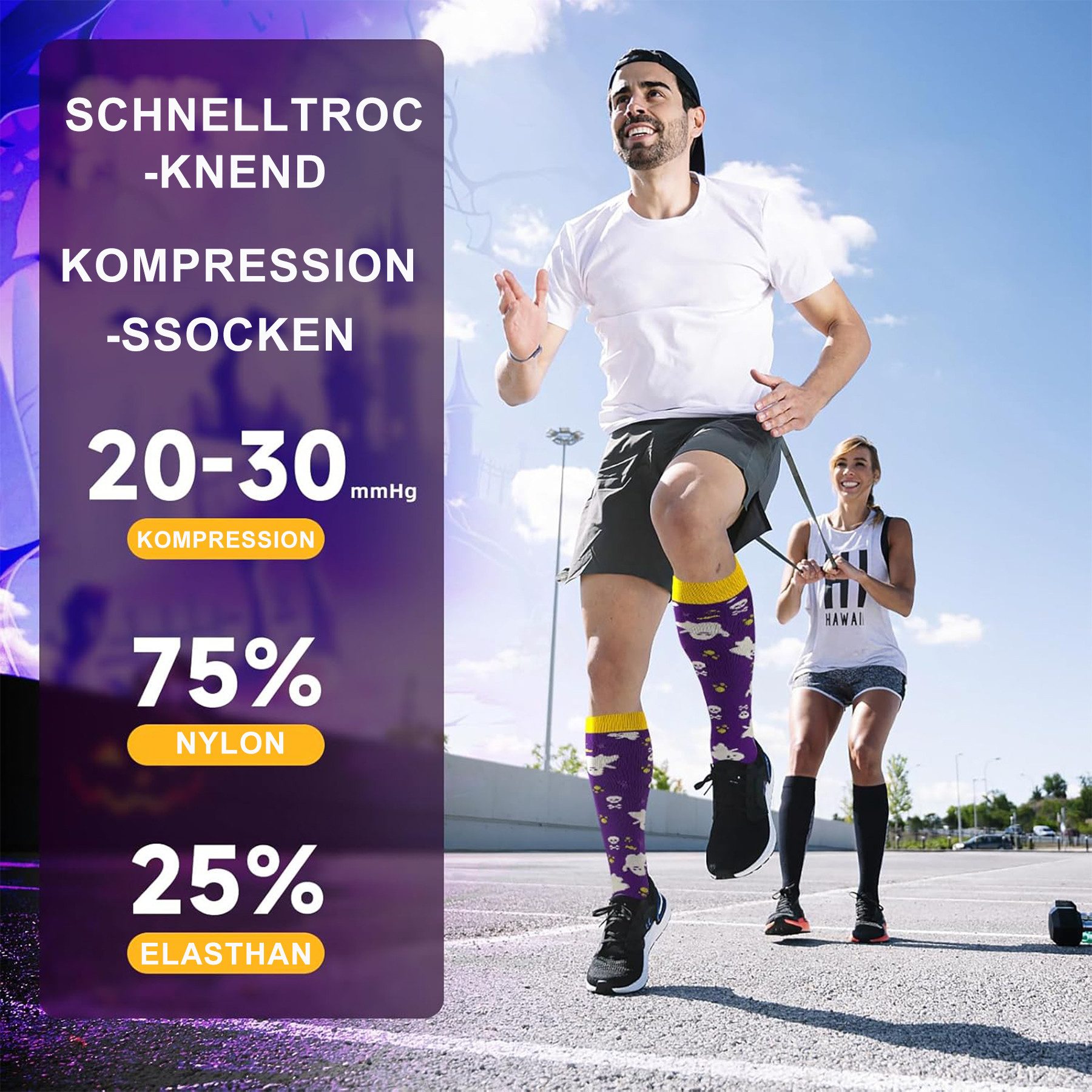 Mutig Kompressionsstrümpfe 6 Paar Kompressionsstrümpfe 18-30mmHg,Stützstrümpfe für Damen & Herren (für Flug, Sport, Laufen, Radsport, Krankenschwester,Schwanger – Bild 2 von 5