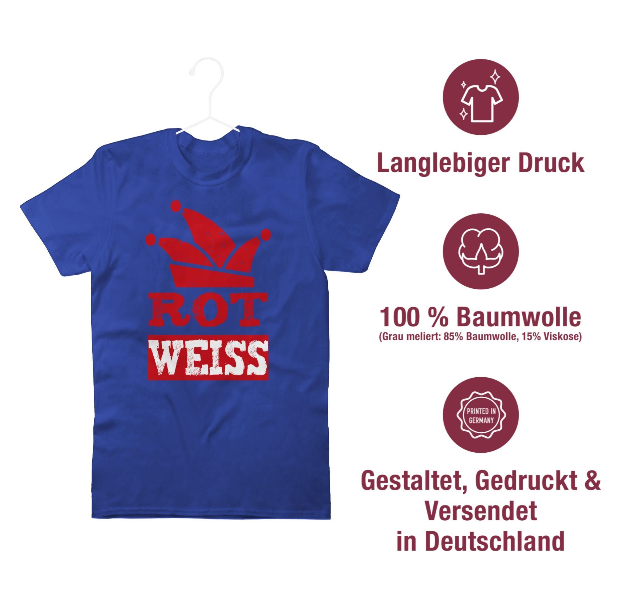 Shirtracer T-Shirt Rot Weiss Köln Royalblau Outfit 3 Karneval