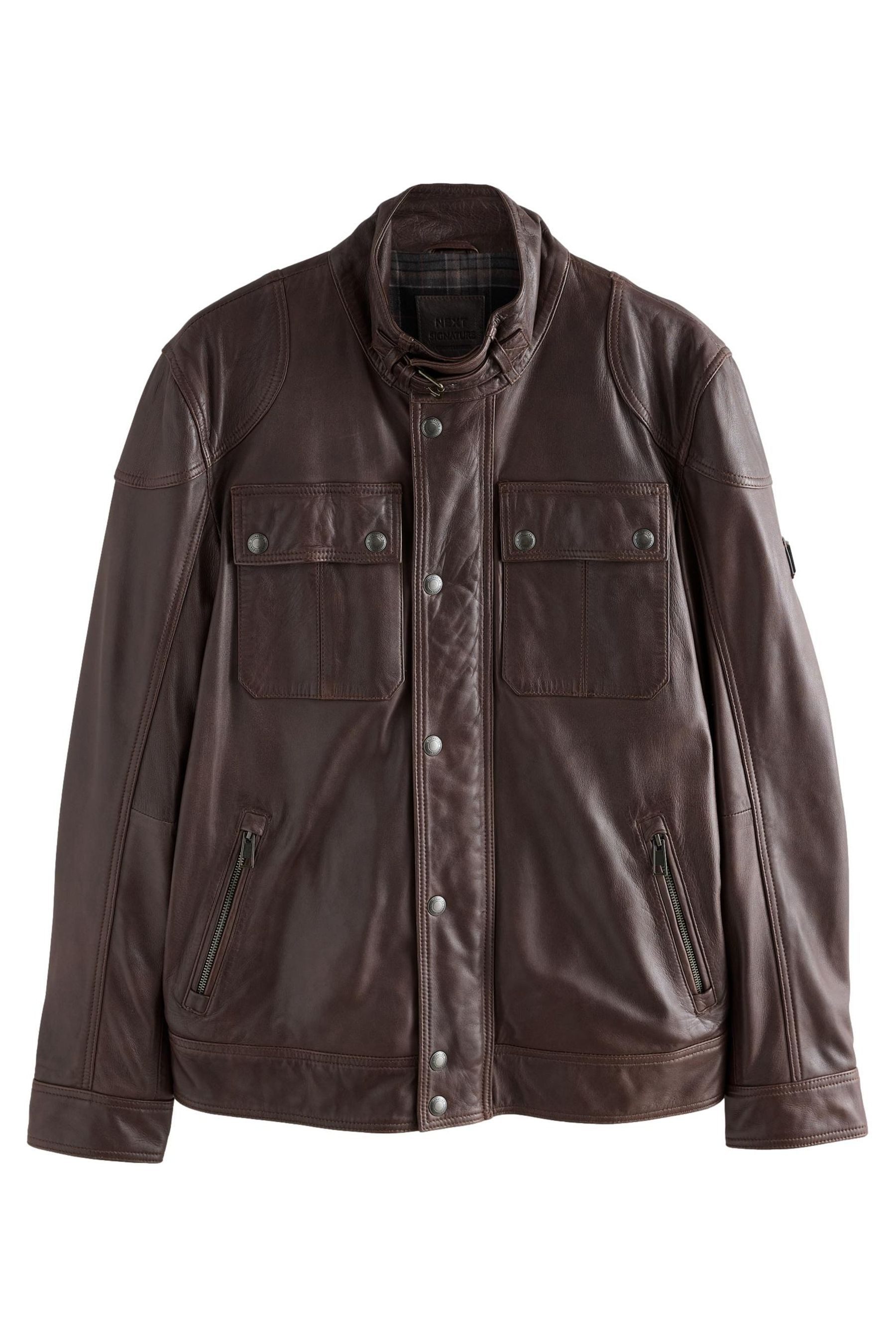 Next Lederjacke Bikerjacke aus Leder mit vier Taschen (1-St)