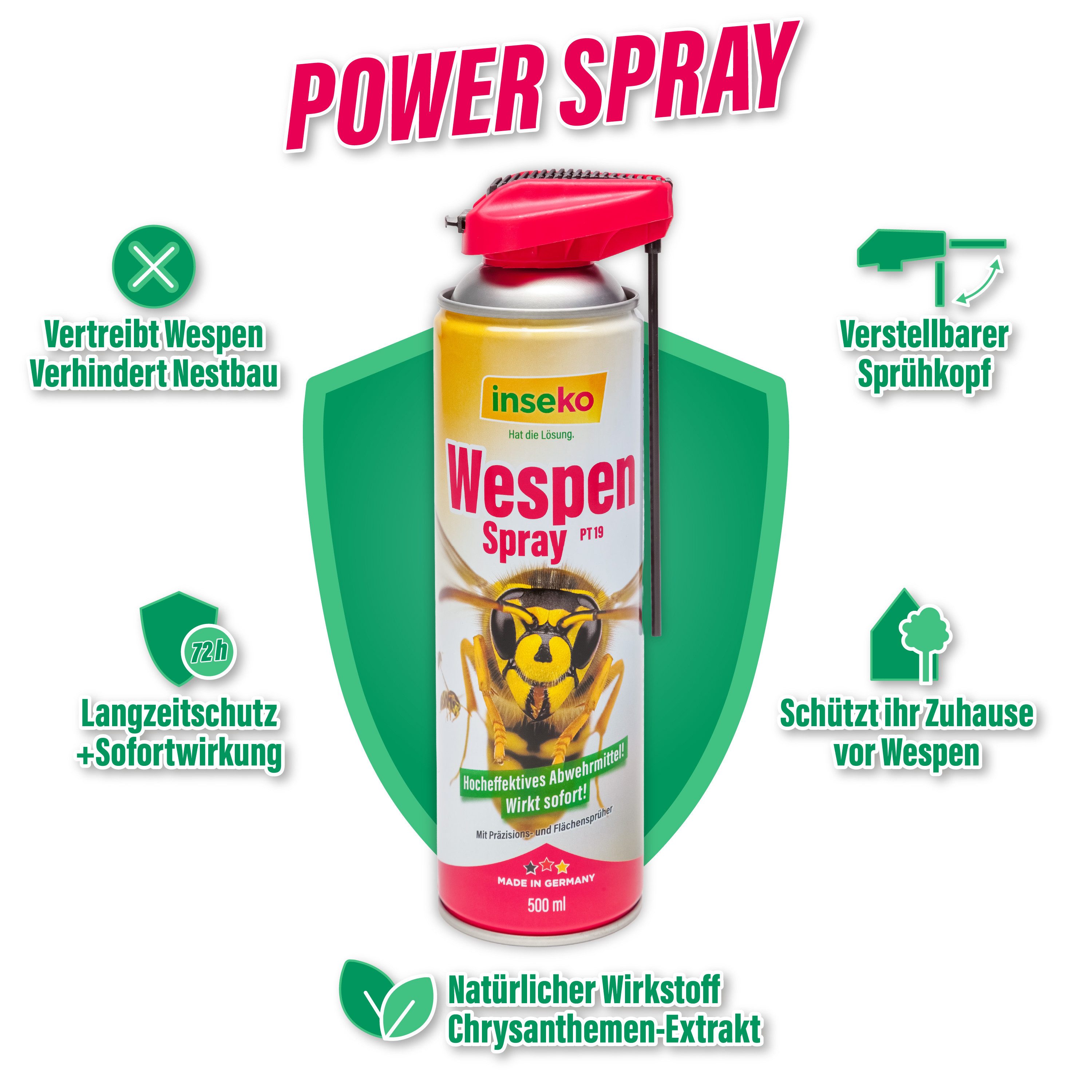 Inseko Wespenspray 1x inseko Wespenspray 500 ml - effektive Sofortwirkung (PT19), 1-St., gegen Wespen und Wespennester – Bild 4 von 5