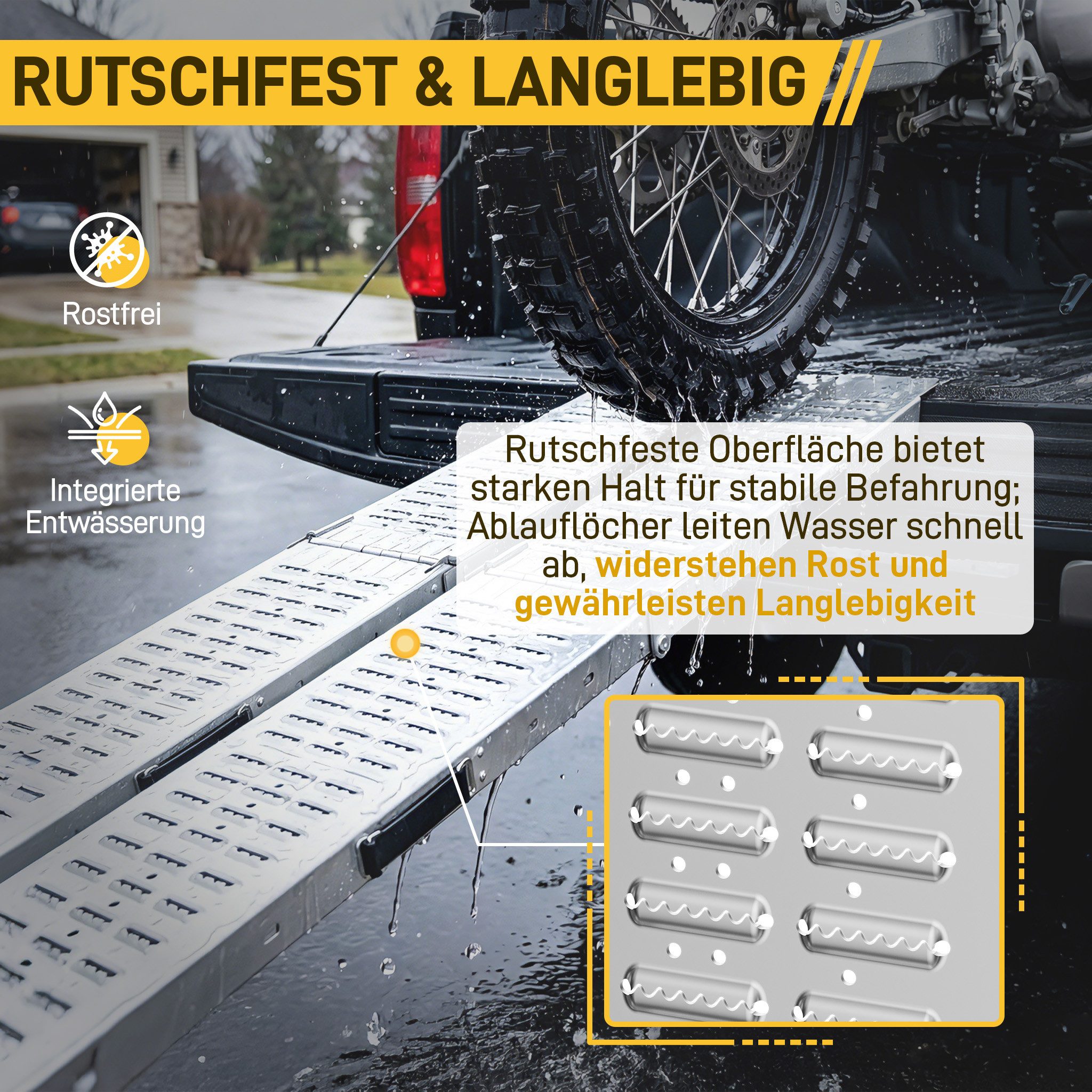 FIVMEN Auffahrrampe Laderampe Faltbar Verladerampe 2 x Auffahrschiene Motorradrampe Rampe, für PKW, Anhänger, Treppe, Fahrrad Max 400 kg