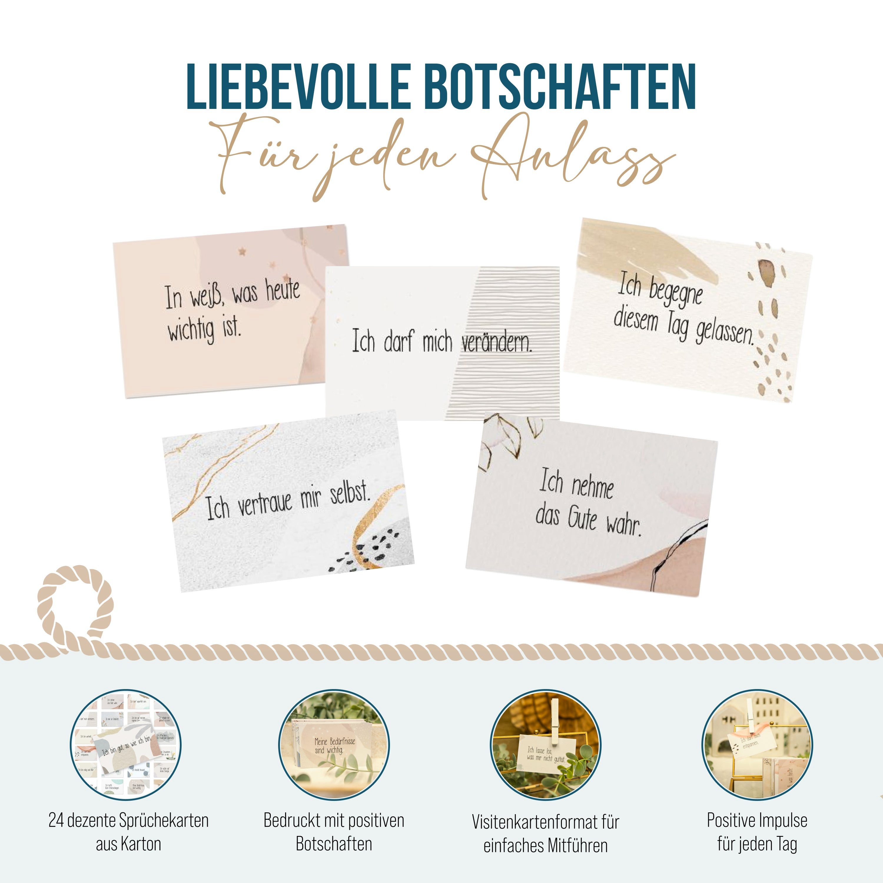 Logbuch-Verlag Klappkarte 24 Affirmationskarten für Erwachsene – Achtsamkeit im Boho-Design – Bild 3 von 5