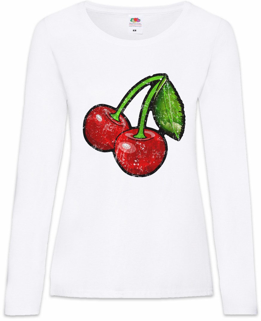 Urban Backwoods Langarmshirt Oldschool Cherries Vintage Logo I Damen Langarmshirt Cherry Rockabilly (1-tlg) Tattoo Kirschen Rockabella Oldschool