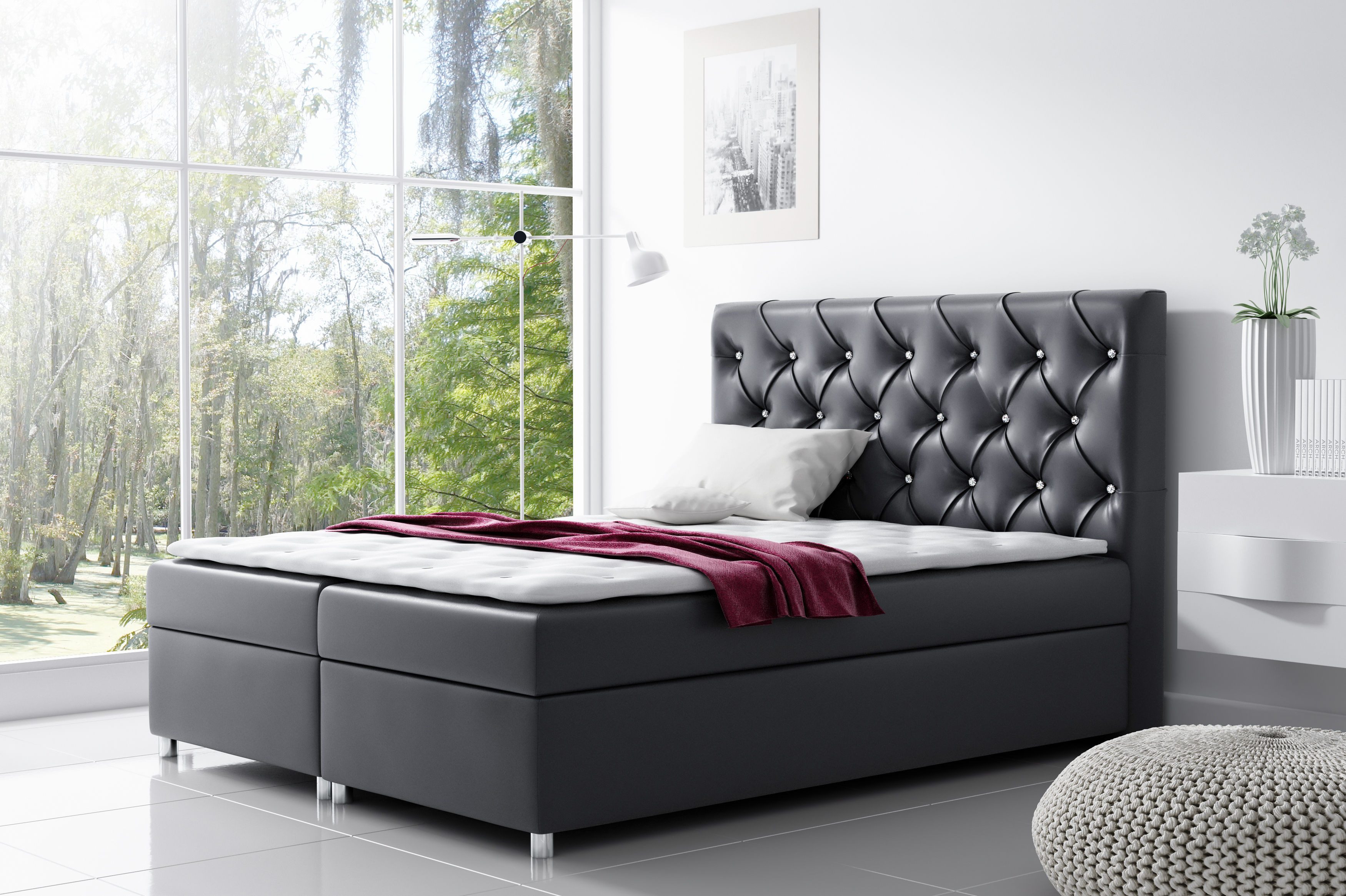 Schlaffabrik Boxspringbett ROMA (Madryt 9100), inkl. Matratze, Topper, Stauraum