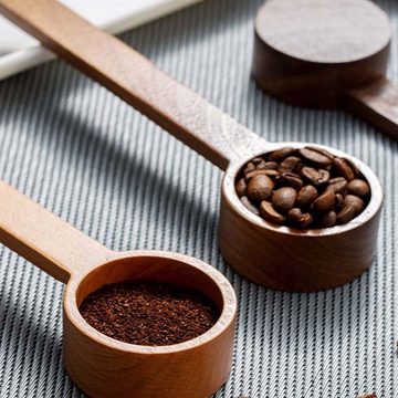 FIDDY Messlöffel Multifunktionaler Kaffeelöffel mit Holzgriff, Kaffeebohnen-Messlöffel, Kaffeepulver-Milchpulver-Gramm-Gewichts-Messlöffel