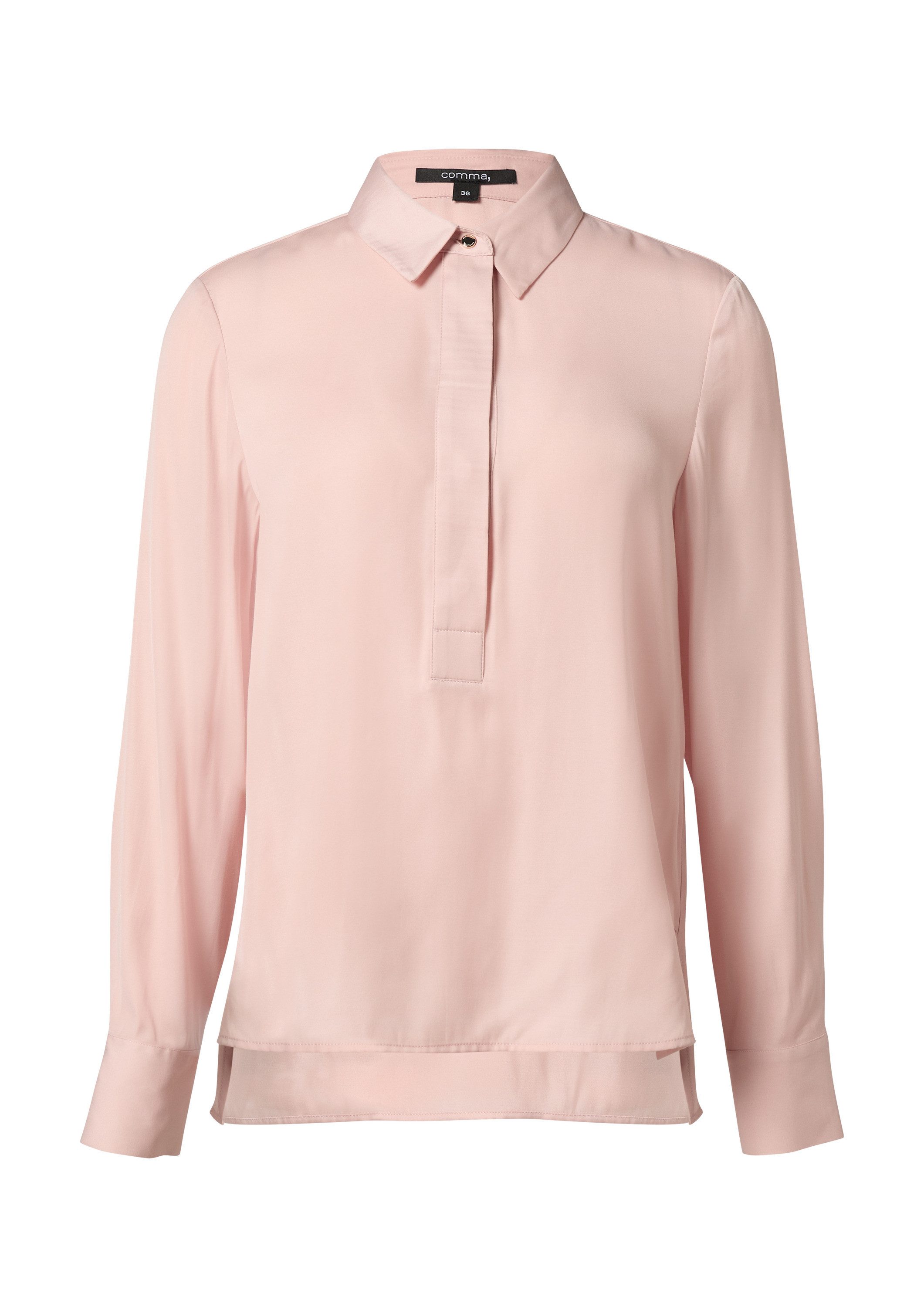 comma Langarmbluse Bluse Elegante Satinbluse mit verdeckter Knopfleiste