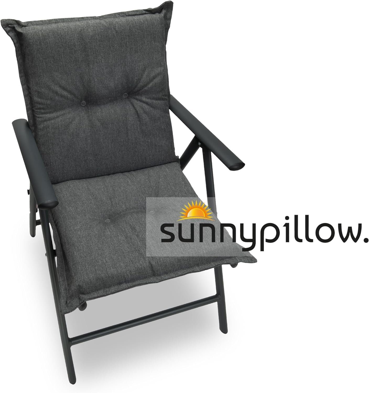 sunnypillow Gartenstuhl Set Gartenstuhl und Gartenstuhlauflage Niedriglehner Indoor / Outdoor, 100 x 50 x 9 cm Auflage wasserdicht UV-lichtecht