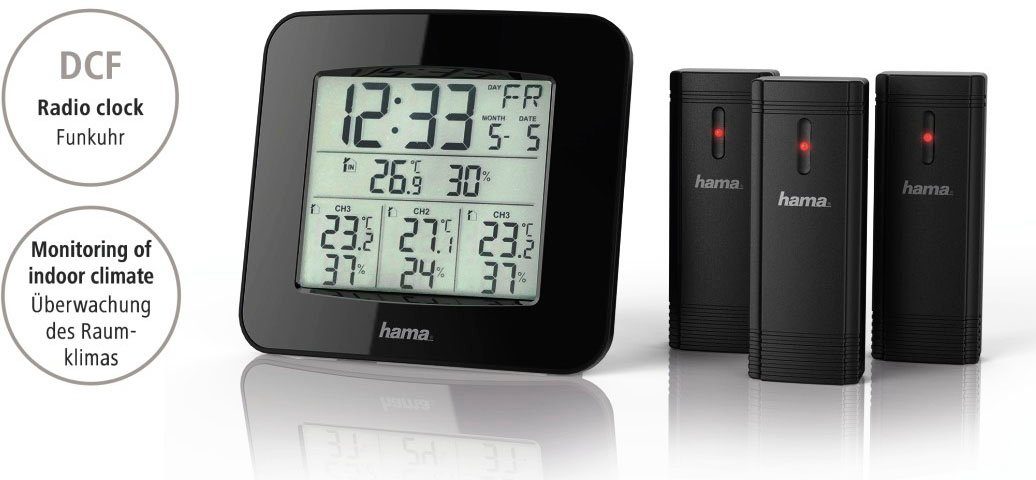 Hama Wetterstation "EWS-Trio", mit drei Sensoren, Schwarz Mit 3 Sensoren Wetterstation – Bild 5 von 5