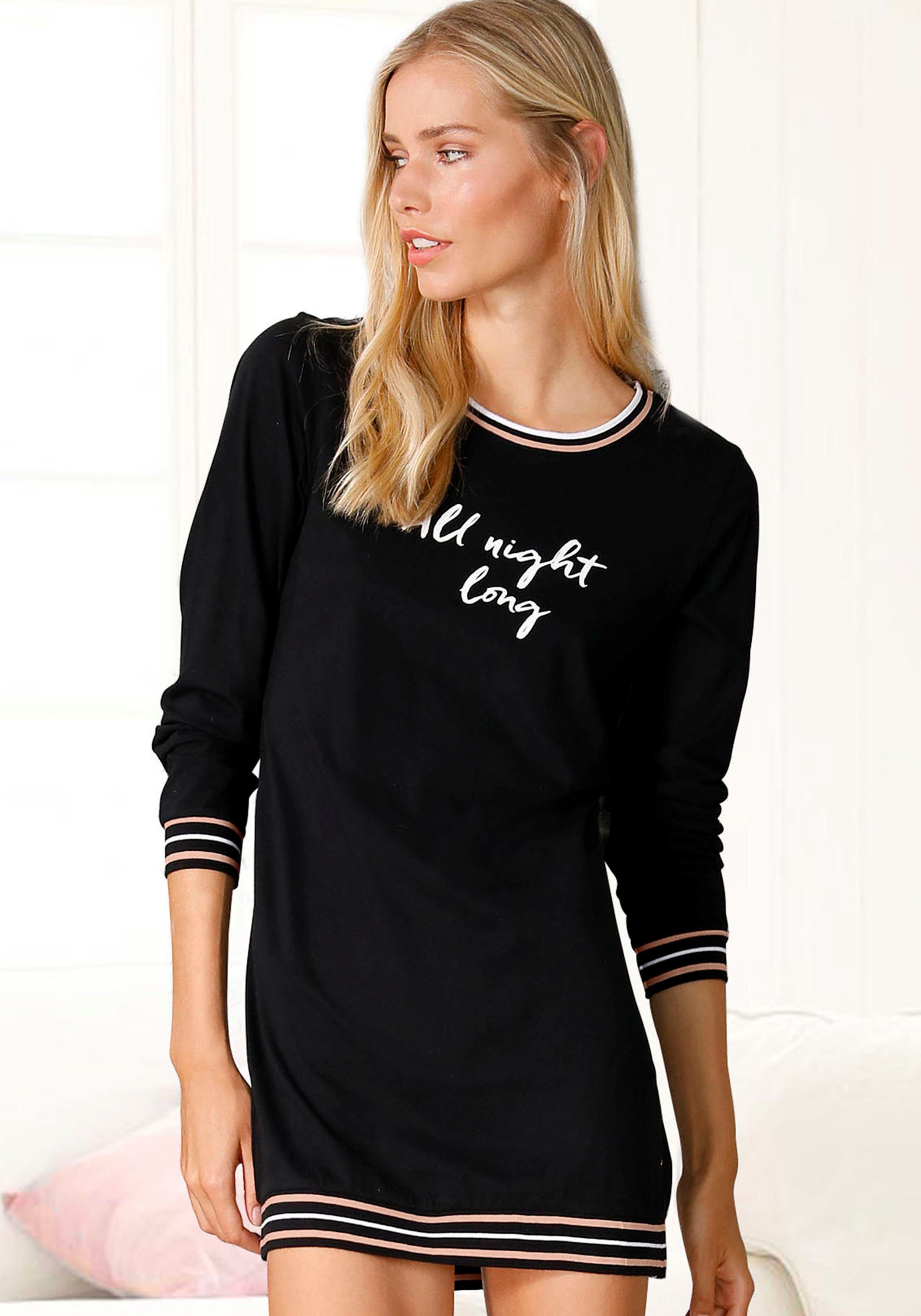 s.Oliver Nachthemd mit Rippstrickbündchen günstig online kaufen