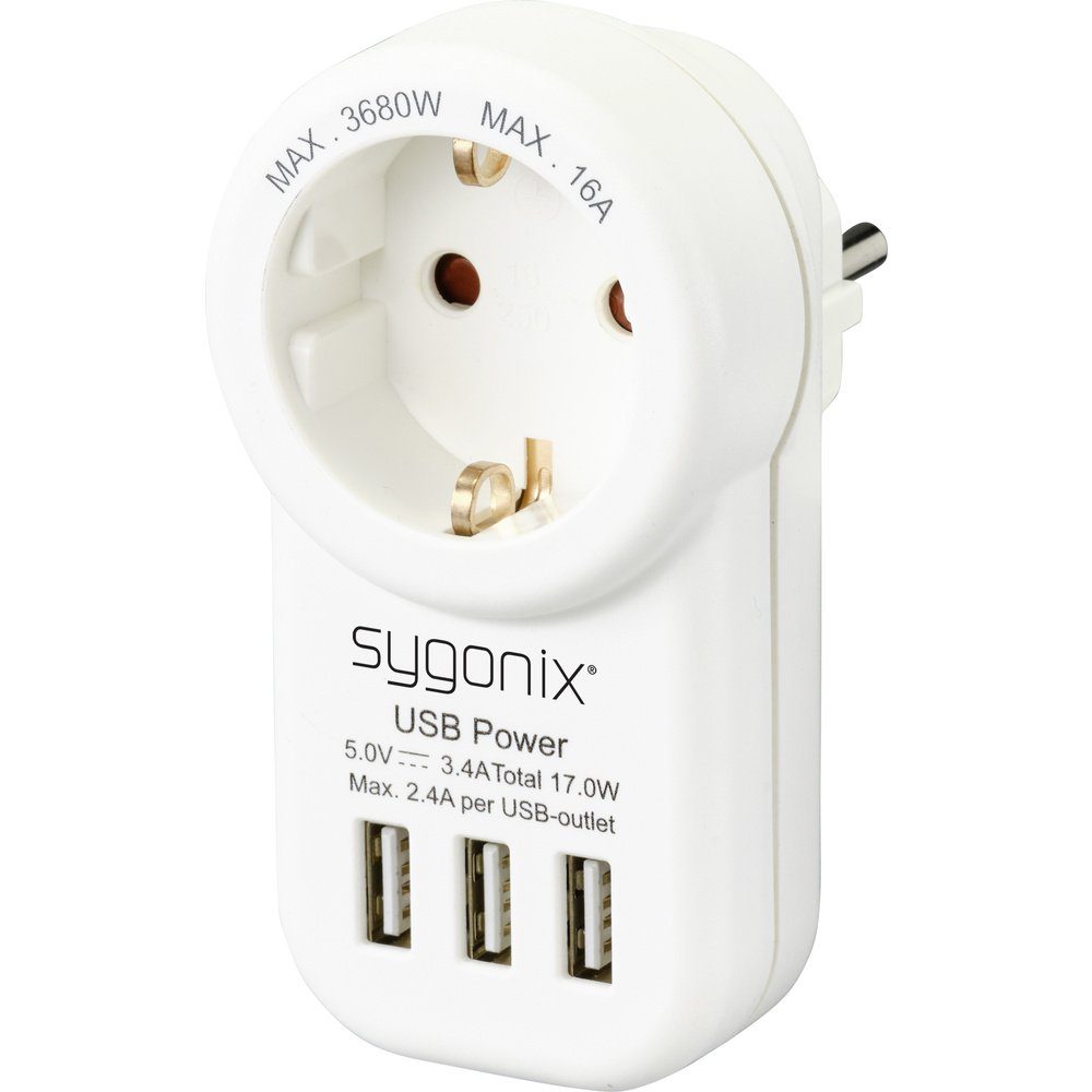 Sygonix Zwischensteckdose Sygonix mit Weiß Mehrfachsteckdose SY-4755856 USB