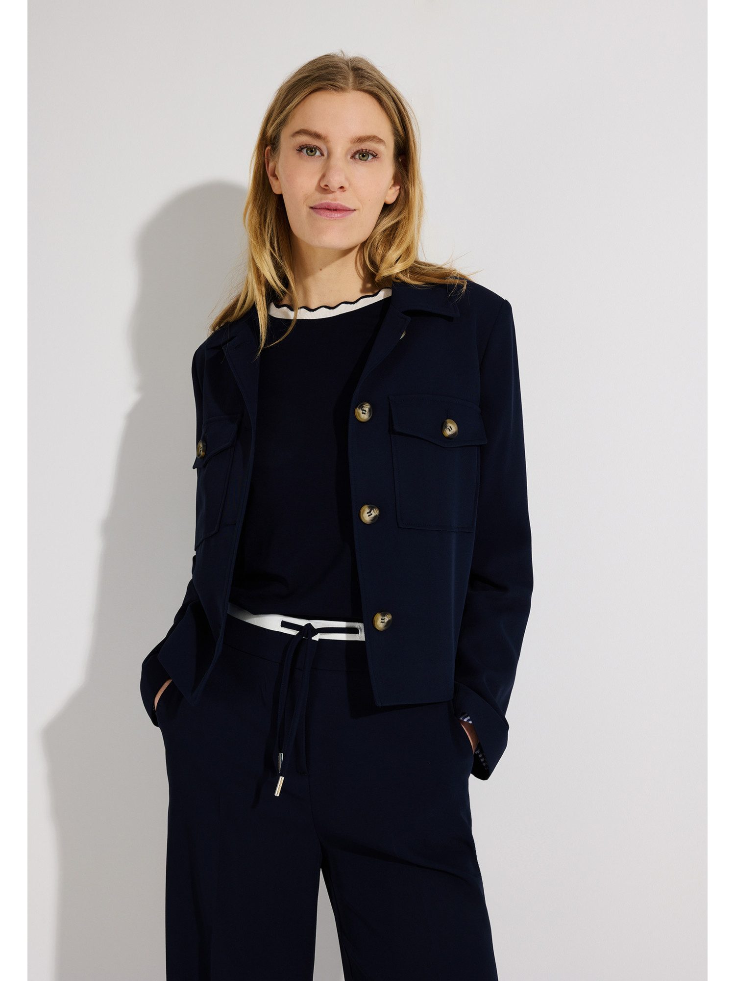 MORE&MORE Jackenblazer kurze, kastige Blazerjacke