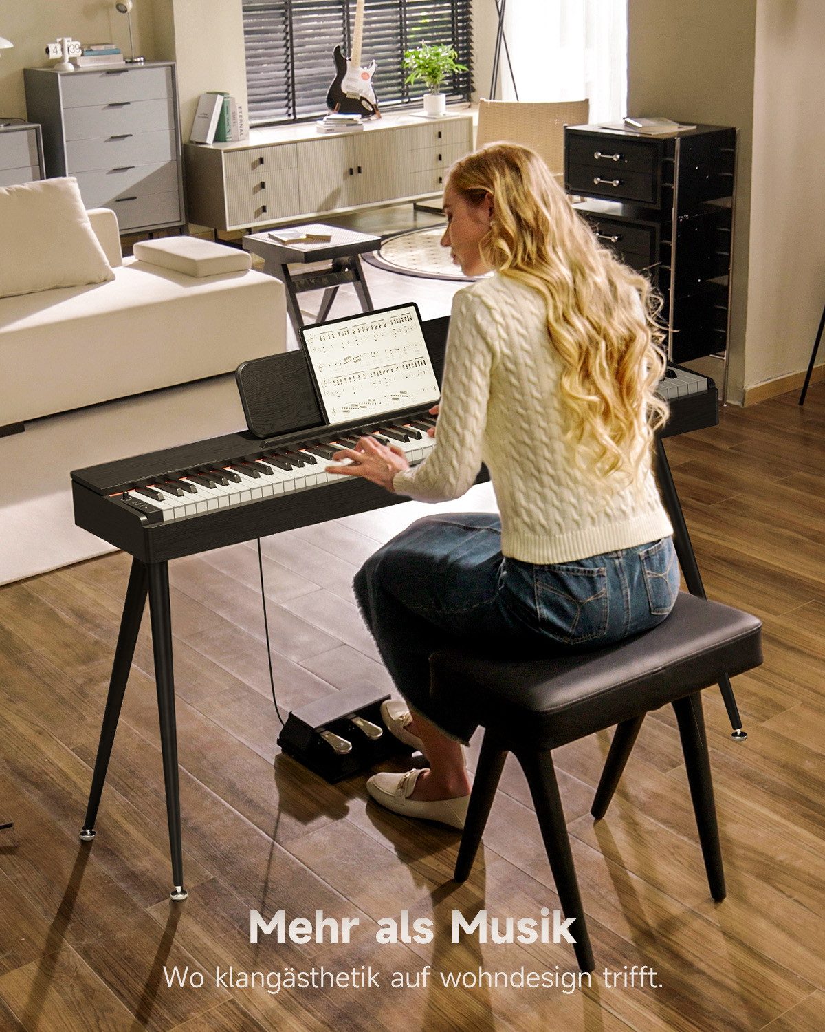 Donner Digitalpiano E-Piano 88 Tasten Hammermechanik, 256 Stimmen, für Anfänger OURA S100 (Set), Echte Berührung Starke Kompatibilität Einfaches Design Platz sparen