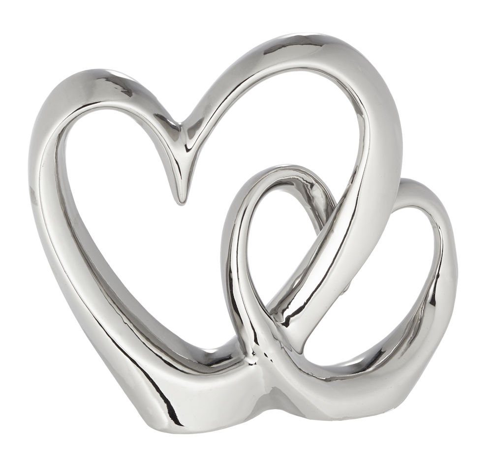 Spetebo Dekoobjekt Keramik Deko Doppelherz silber - 20 cm (Stück, 1 St., si günstig online kaufen