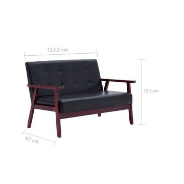 vidaXL Sofa 2-Sitzer-Sofa Schwarz Kunstleder