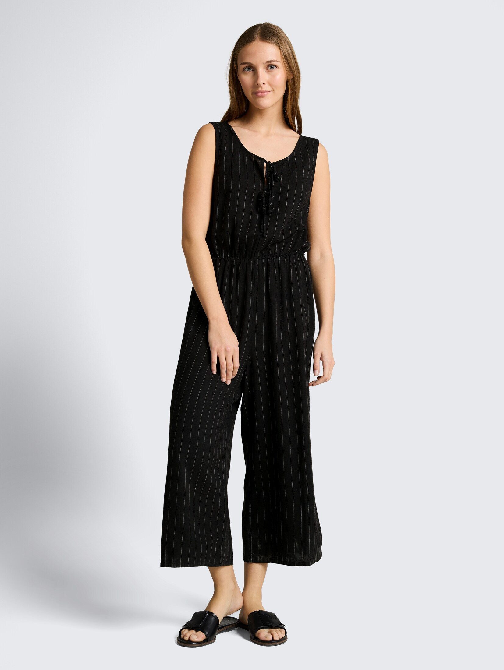 TOM TAILOR Denim Jumpsuit Overalls Jumpsuit mit Leinenanteil