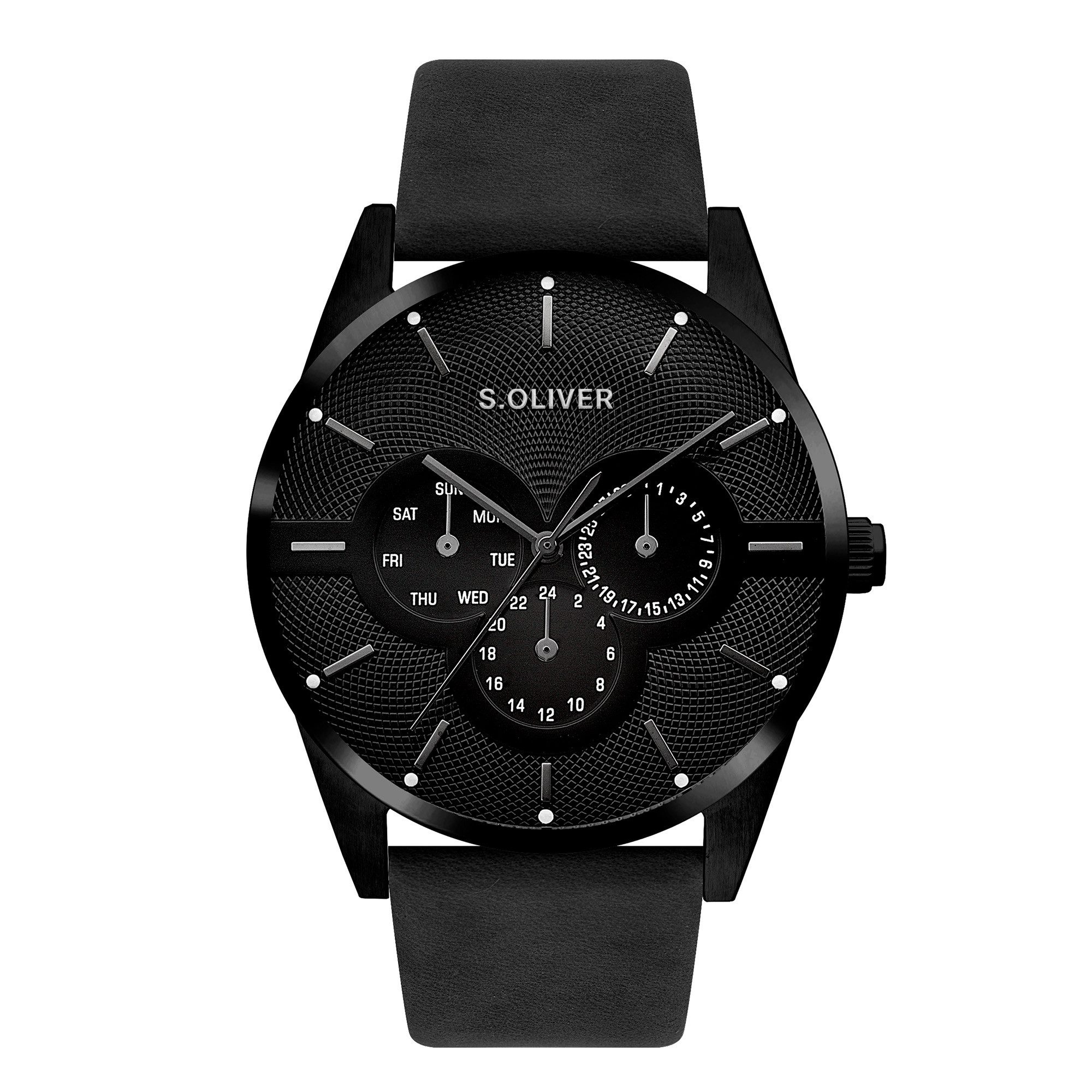 s.Oliver Multifunktionsuhr Round Basic SO-4445-LM, Quarzuhr, Armbanduhr, Herrenuhr, analog