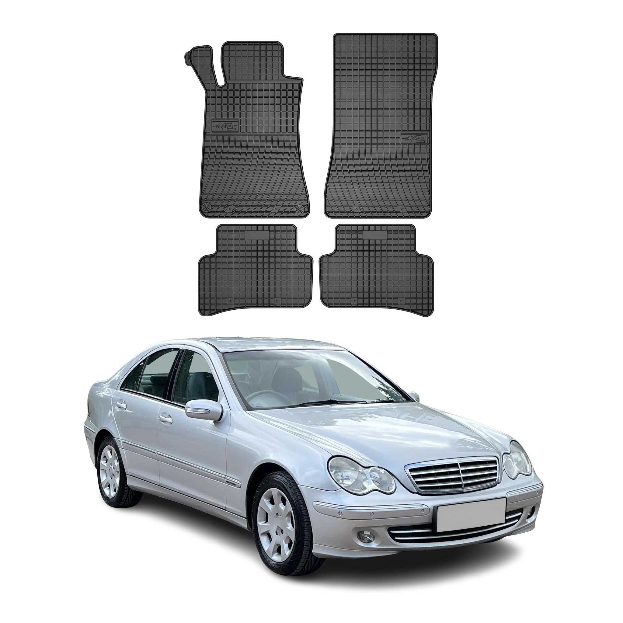 Auto-Fußmatten für Mercedes C Klasse W203 2000-2007 Schwarz 4 tlg