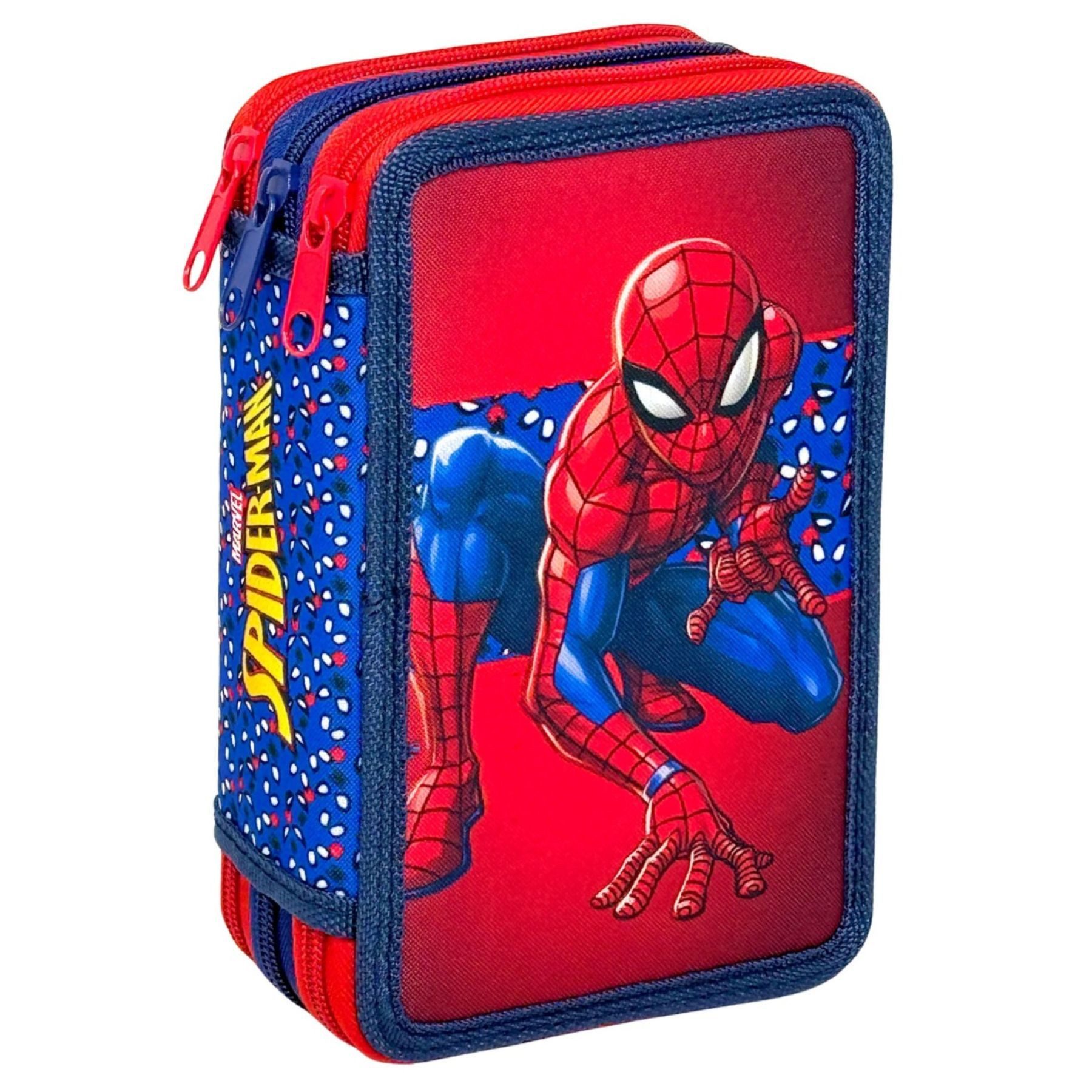 Spiderman Federmäppchen Gefülltes Schulmäppchen mit Zubehör 20 × 12 × 7 cm