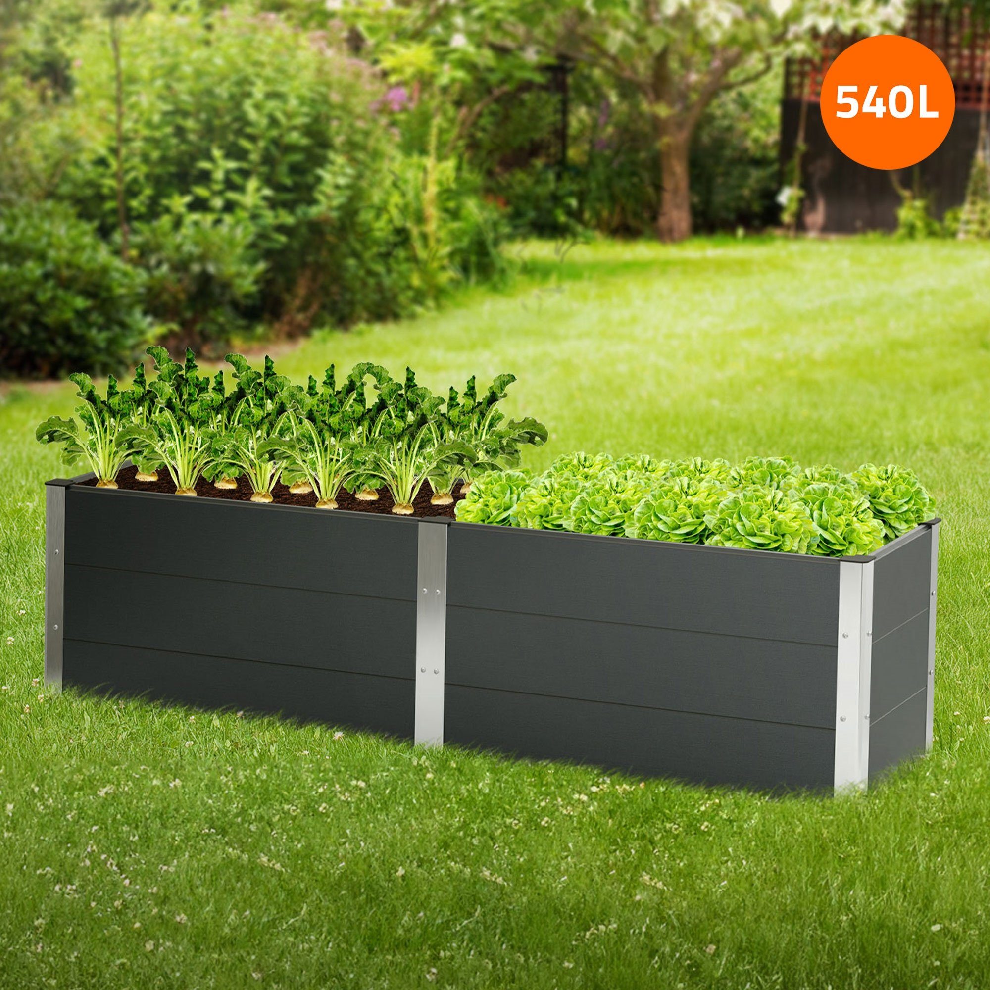 MLDESIGN Hochbeet Hochbeet 200x50x54 cm Anthrazit aus WPC MLDesign